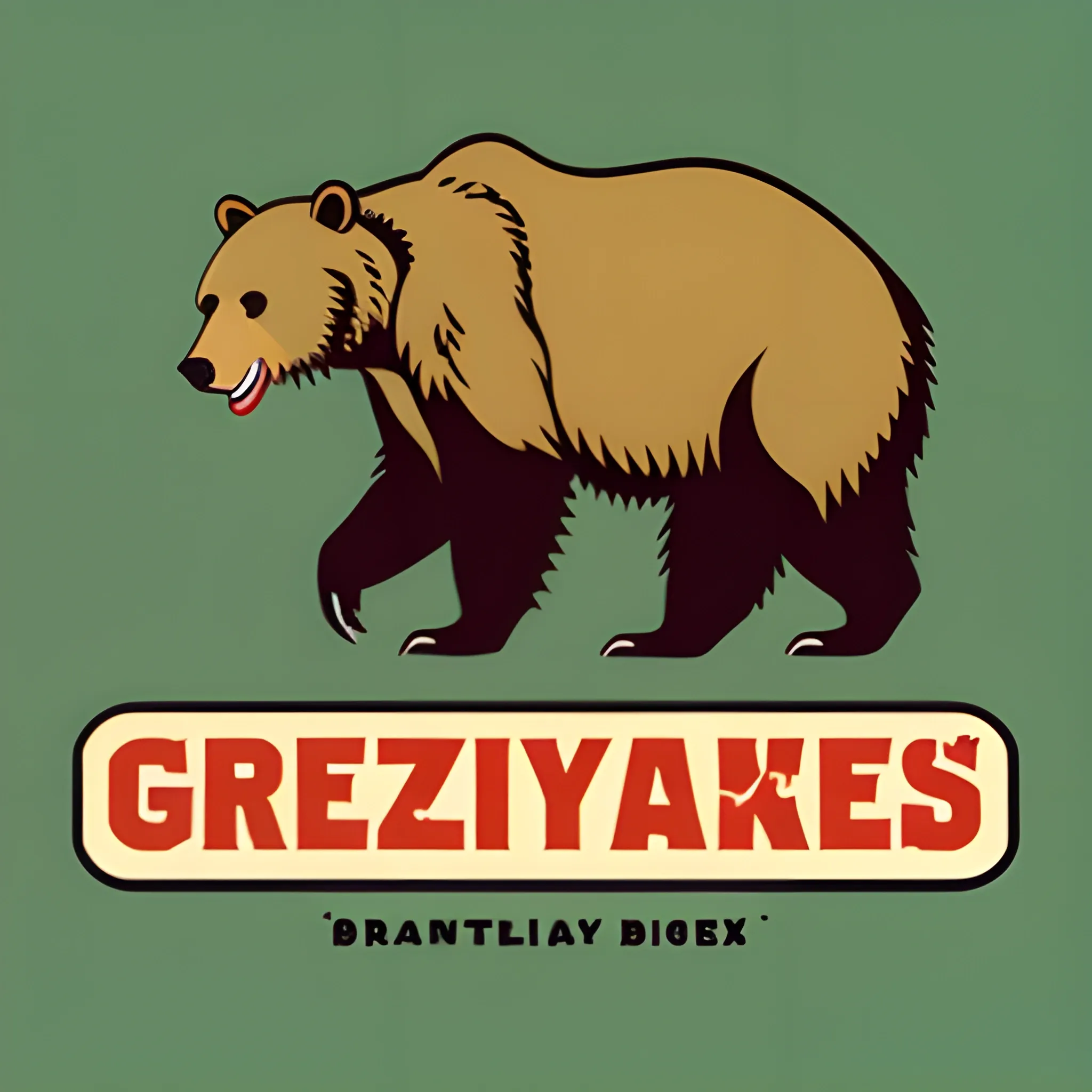 grizzly bear eating hamburger logo style
