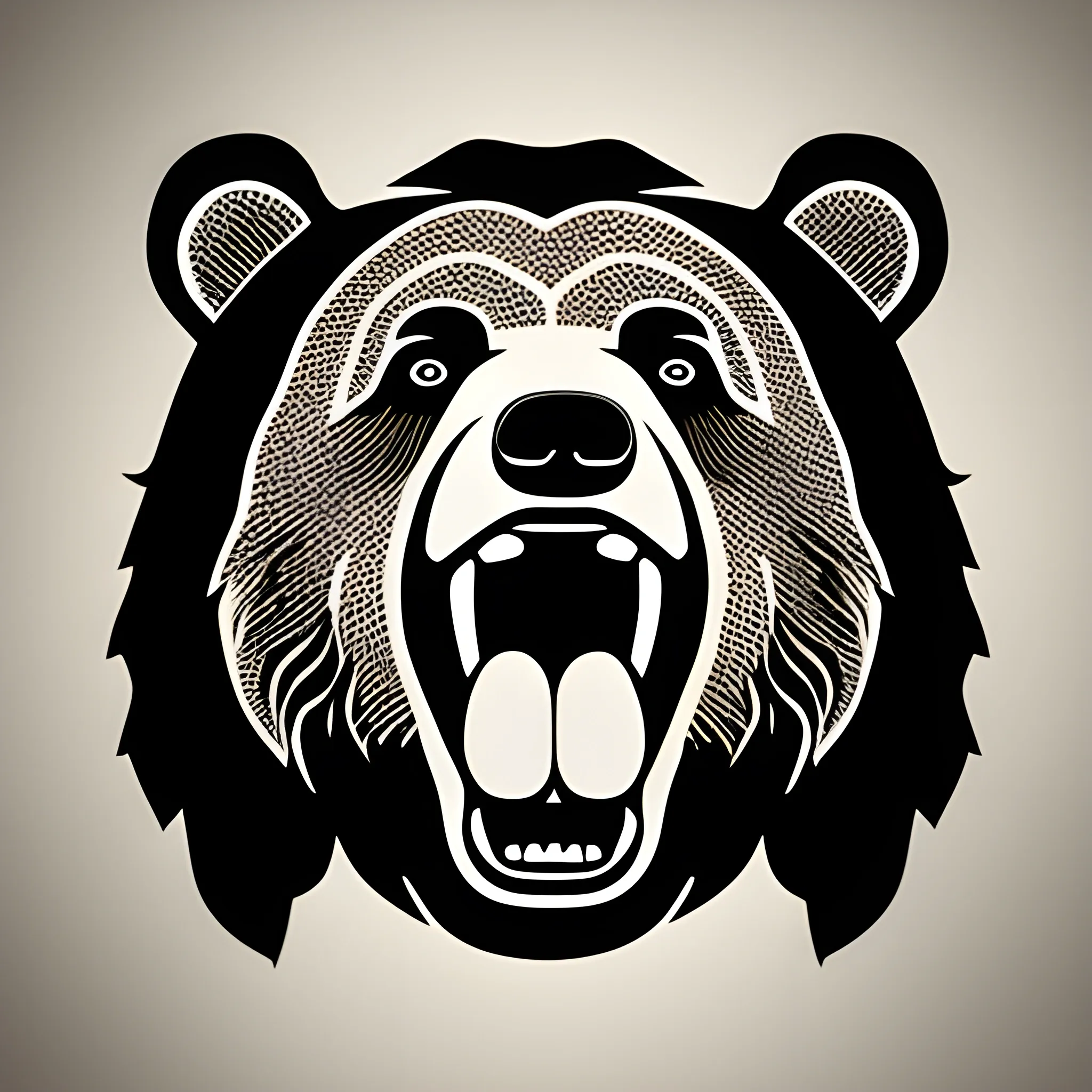 grizzly bear eating burger logo style