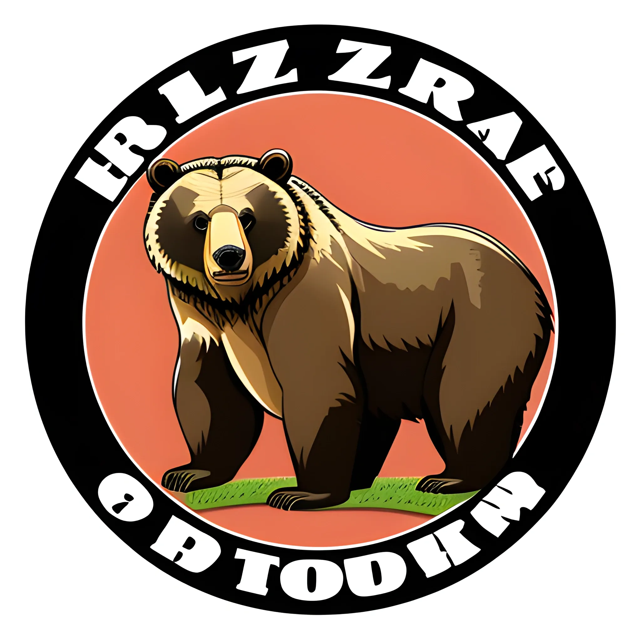 grizzly bear round logo, Cartoon