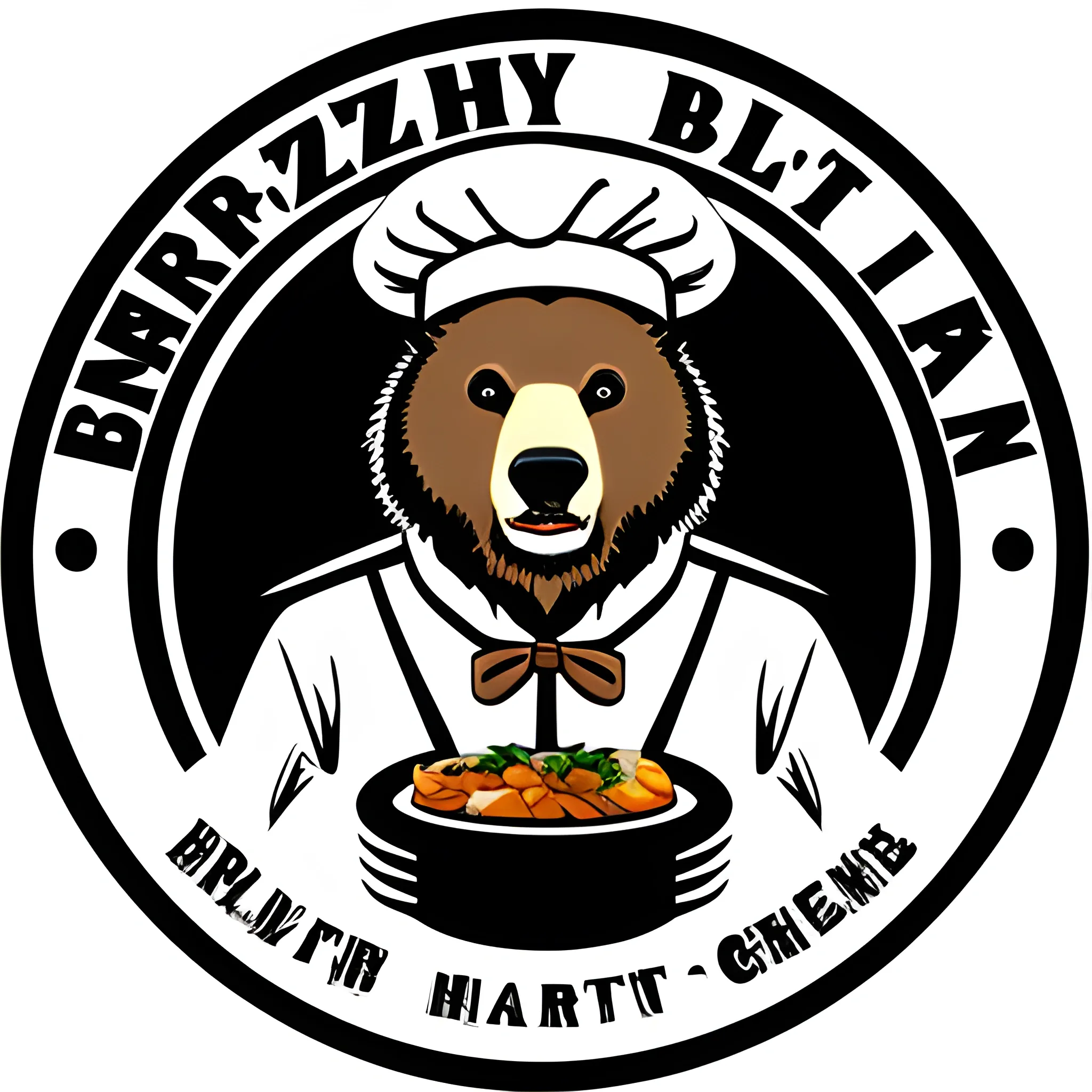 grizzly bear with chef hat logo style