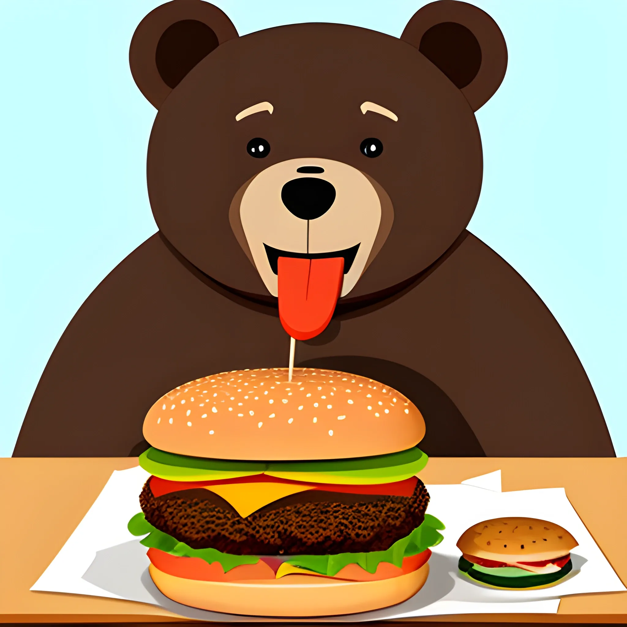 animated bear eating a burger
