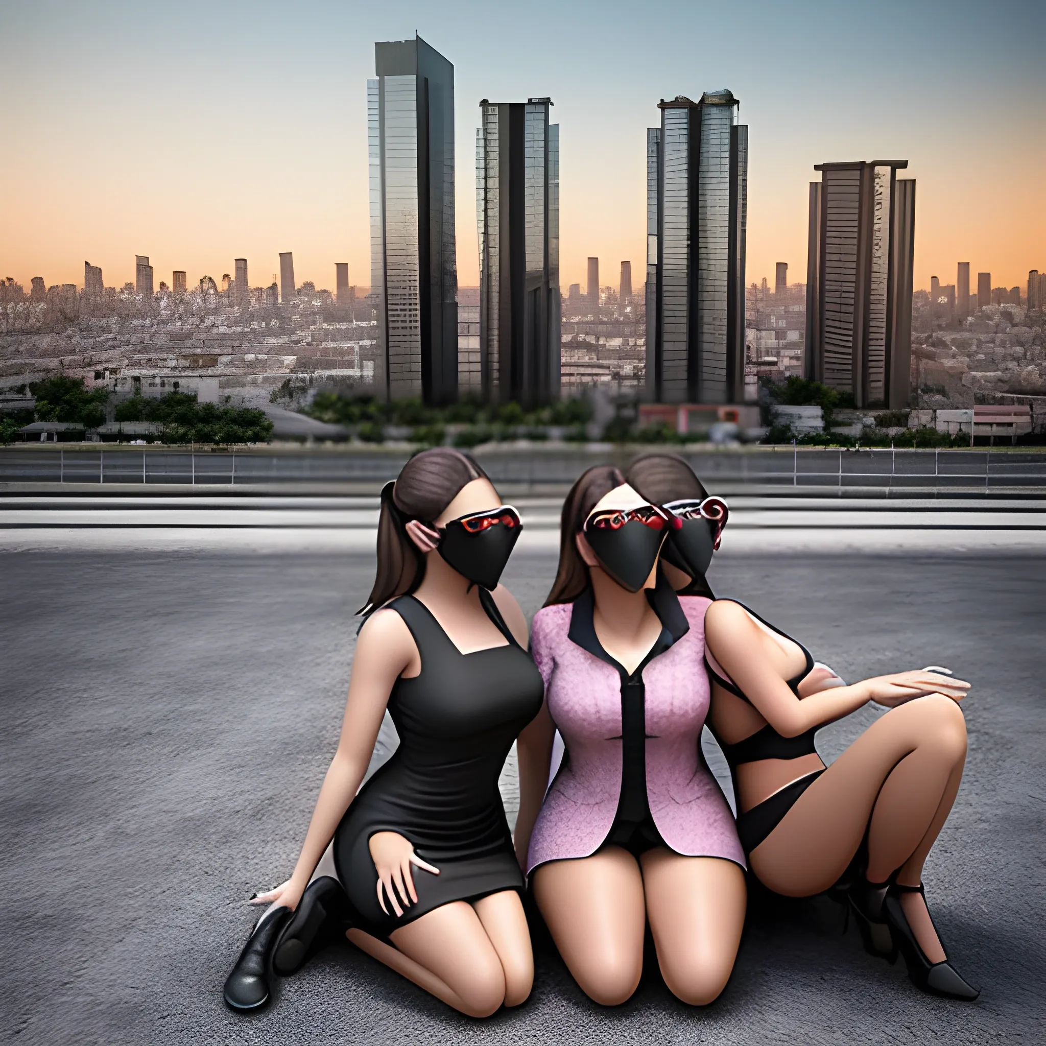 Foto estilo profesional , 3D, 2 mujeres besándose enmedio de una... -  Arthub.ai