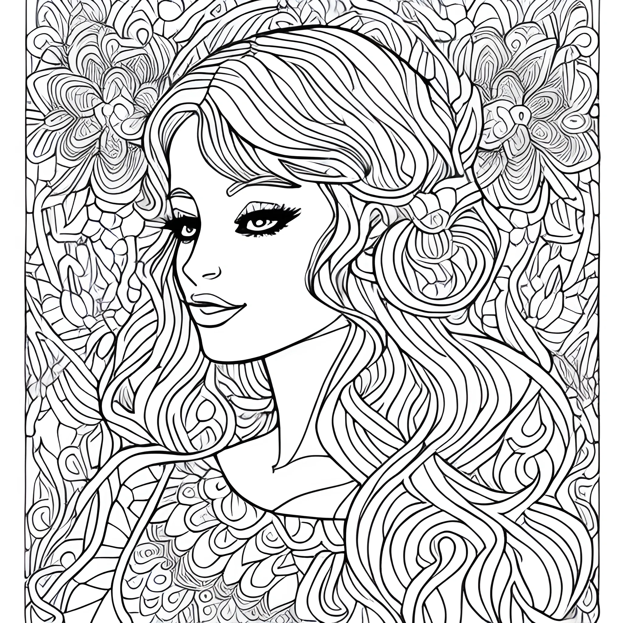 beautiful woman coloring book page 
