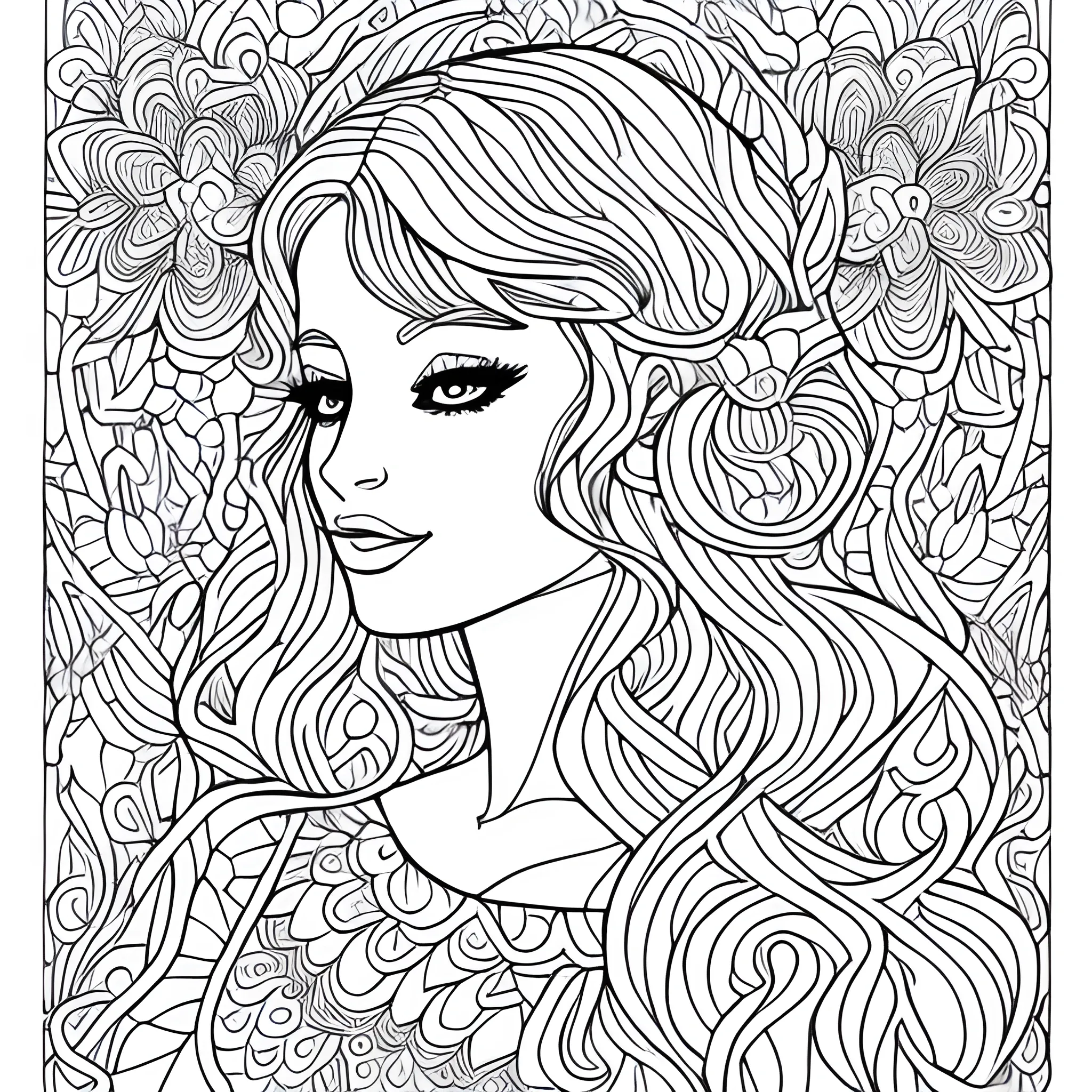 beautiful woman coloring book page - Arthub.ai