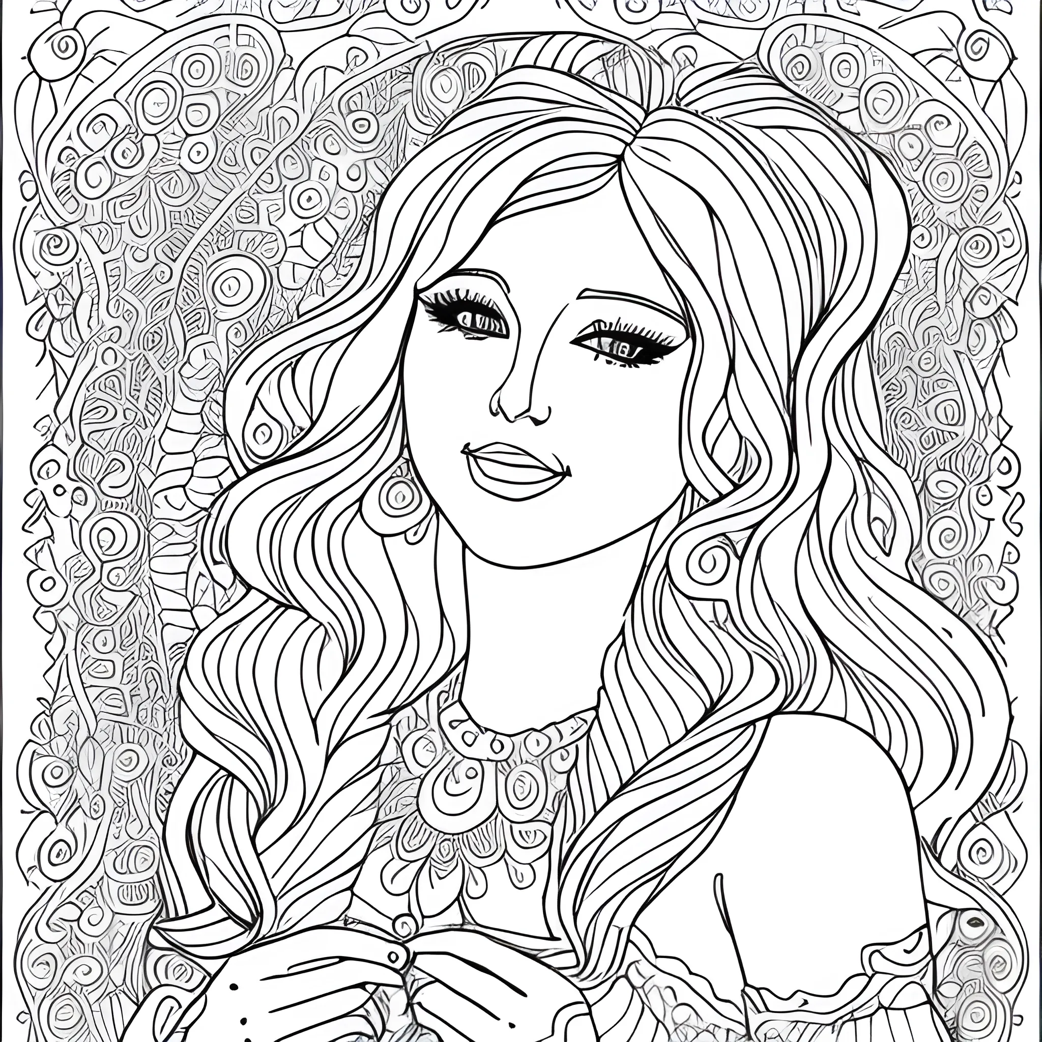 very beautiful woman coloring book page 