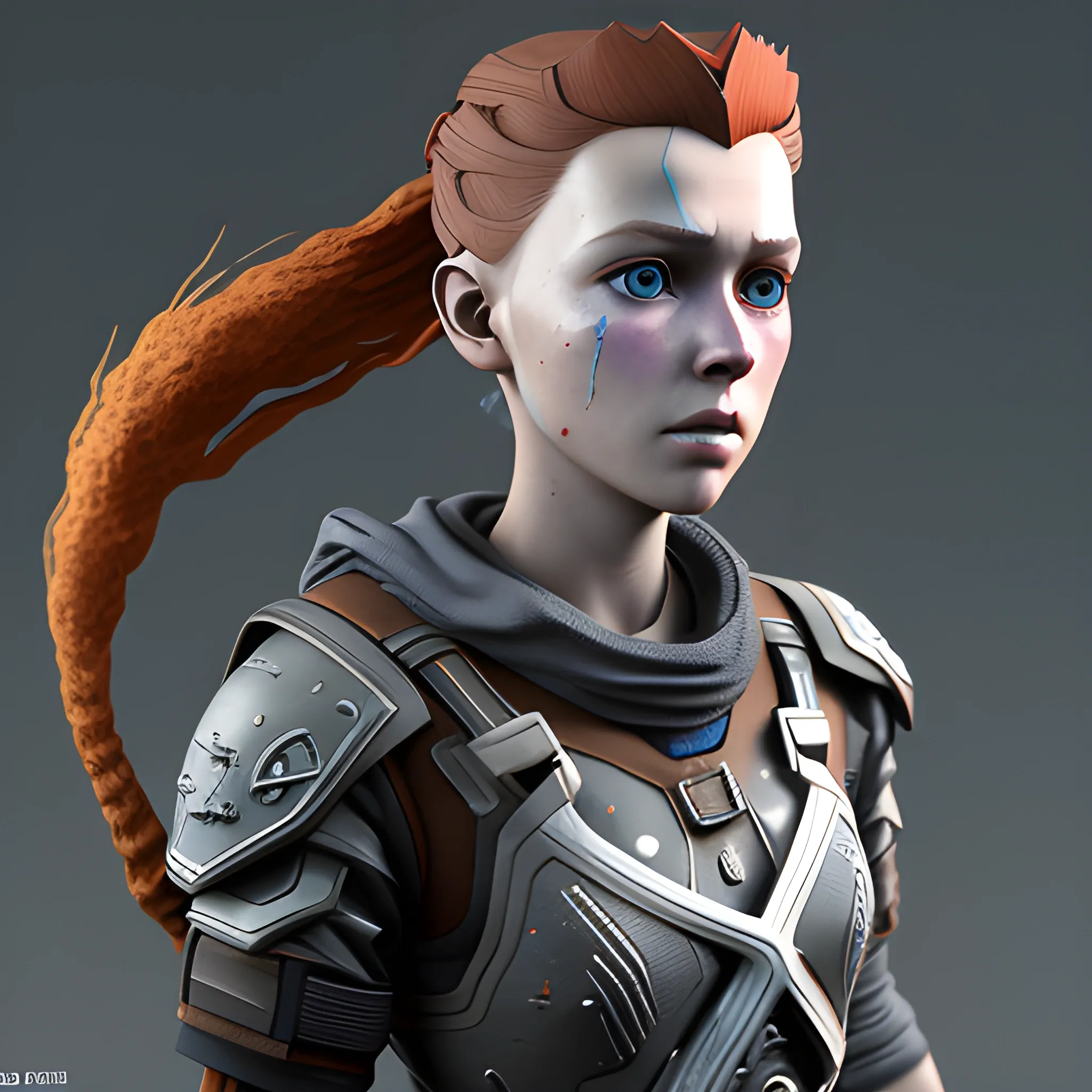 Modern Aloy, 3D, High Octane Render 3/4 body, Trippy