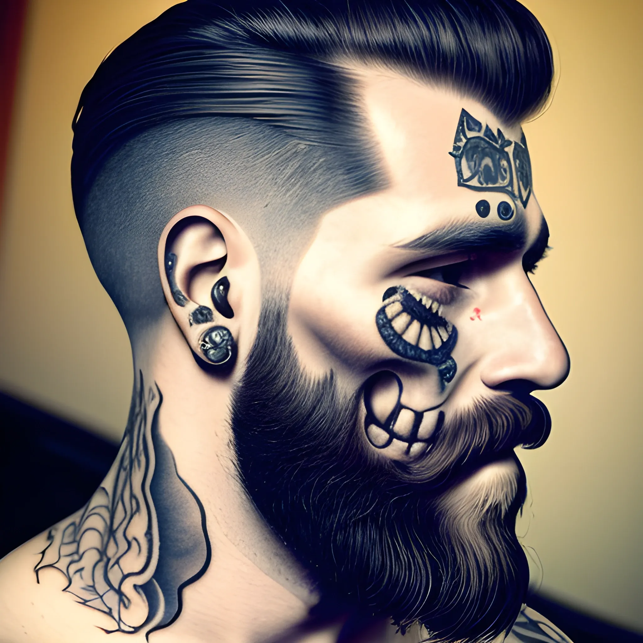 Skull with a beard in tattoo barbershop style' Mouse Pad | Spreadshirt