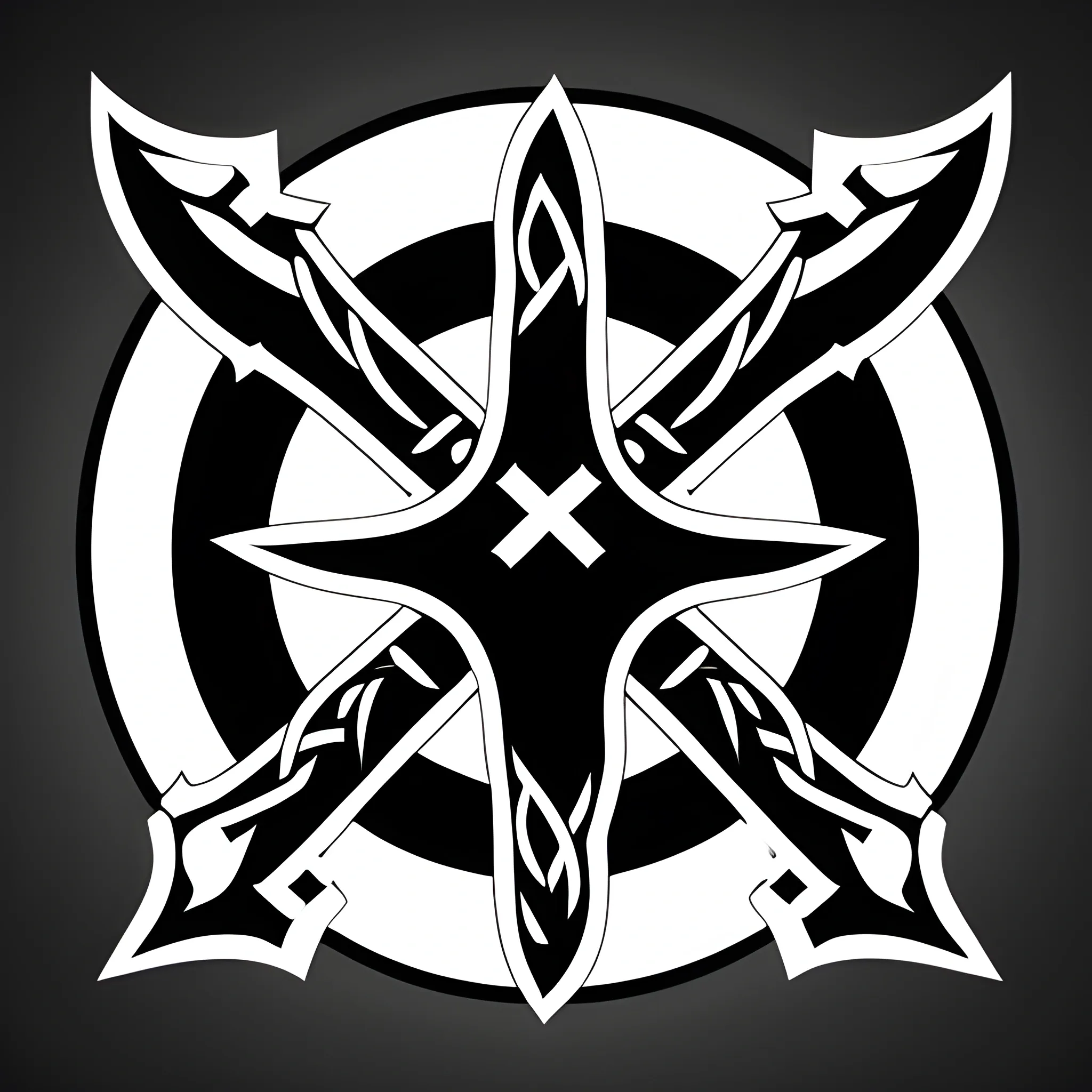 Viking logo, black background, two axes