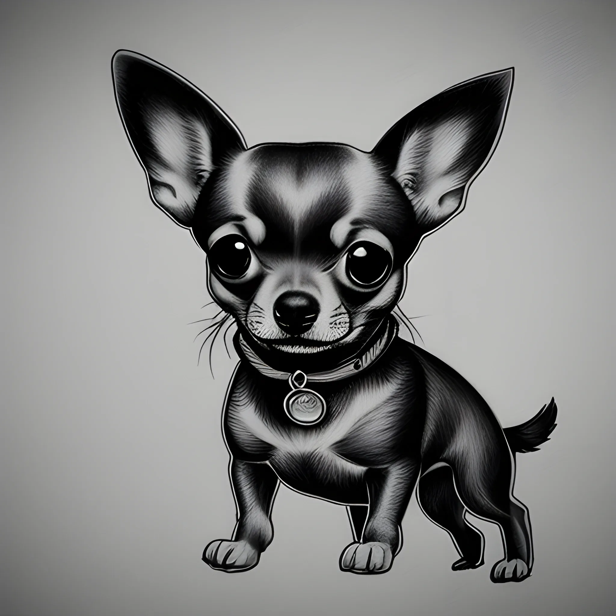 Tattoo template of Chihuahua , Cartoon, Pencil Sketch