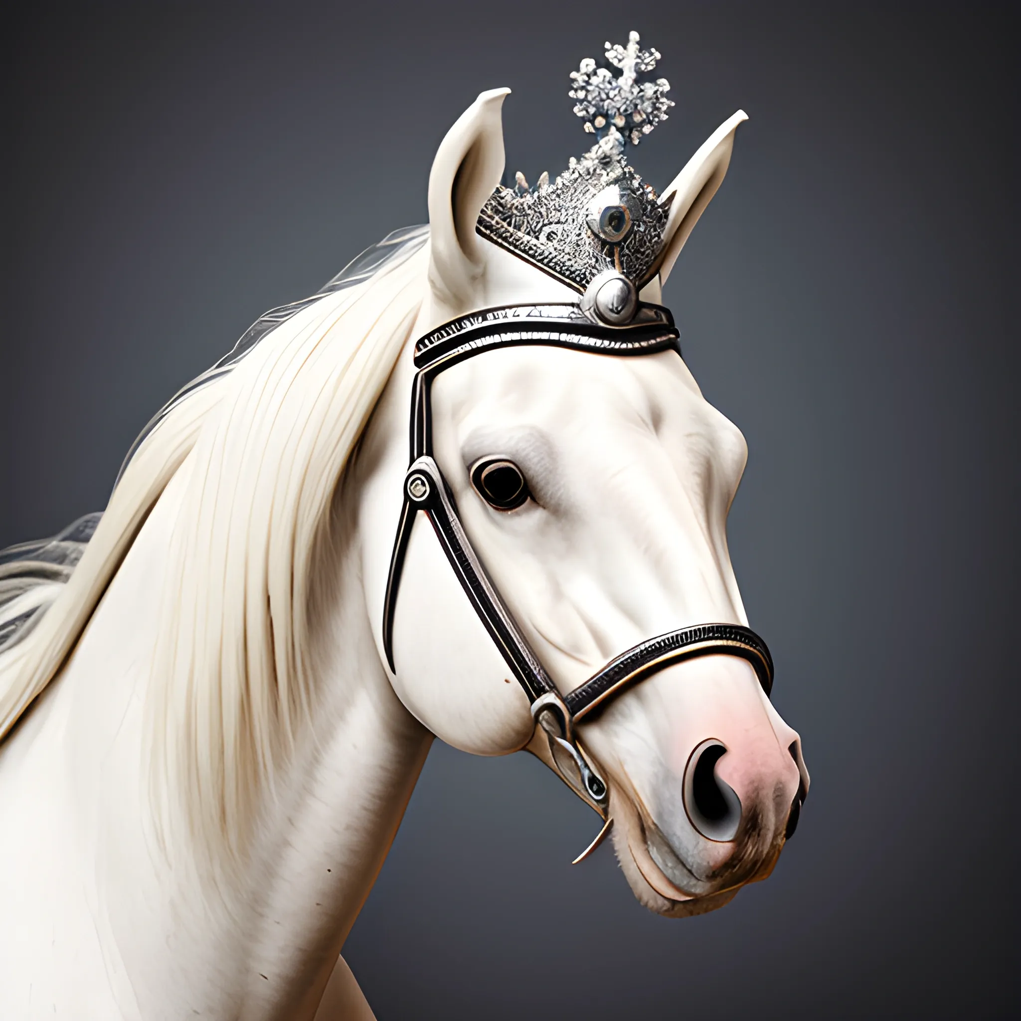 Horse head with Crown, silver background