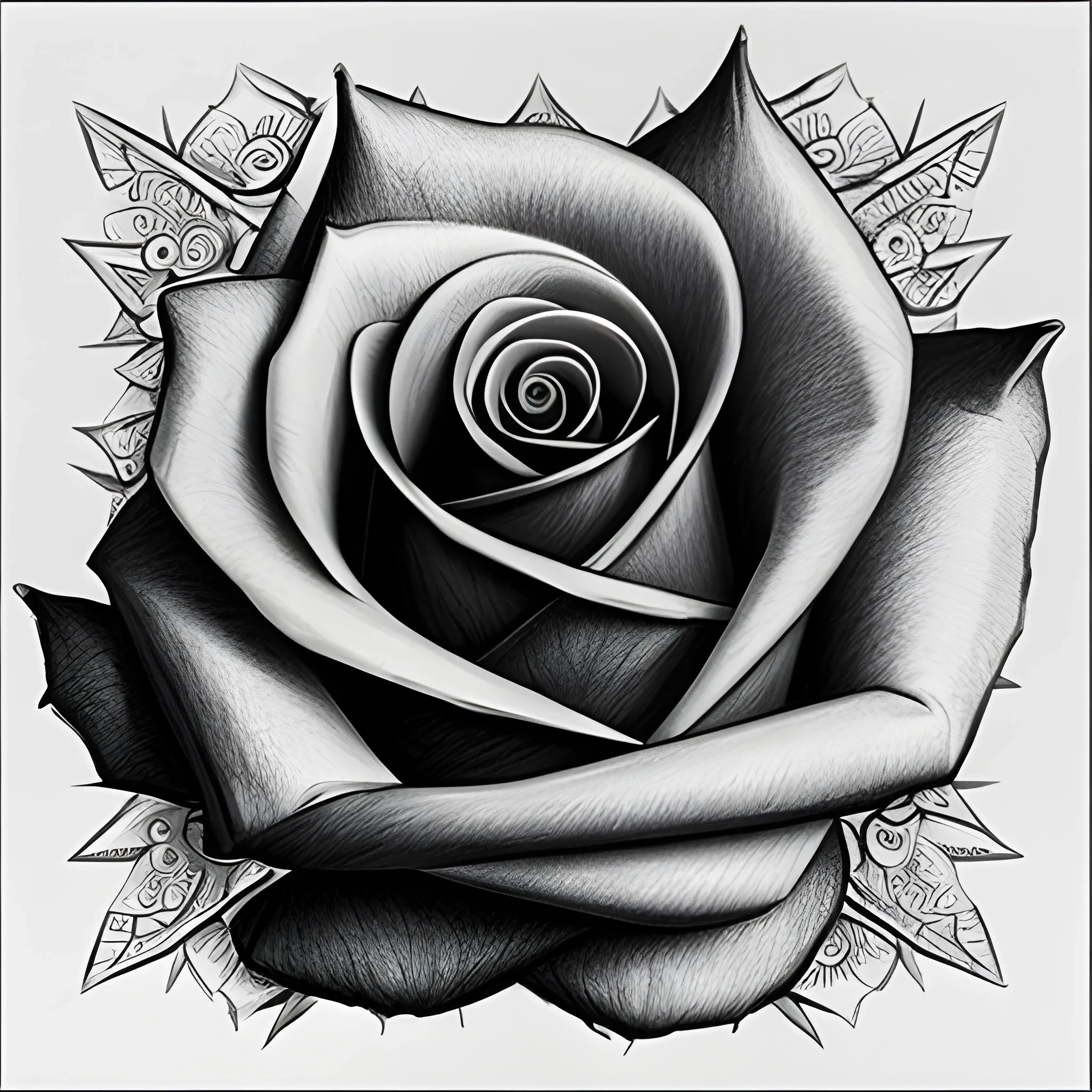 realistic rose line drawing - Clip Art Library