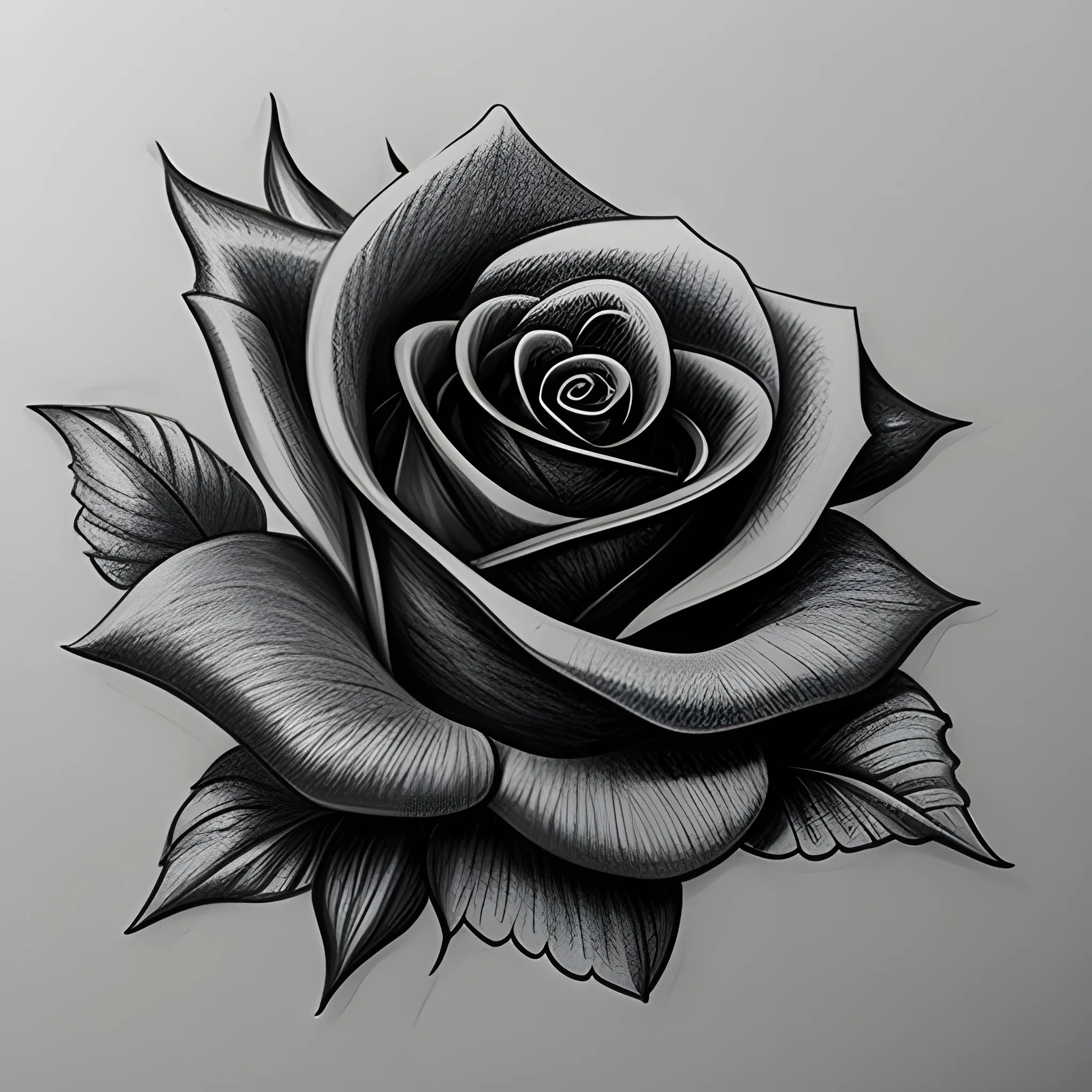 Tattoo template of a Rose made of money, Pencil Sketch - Arthub.ai