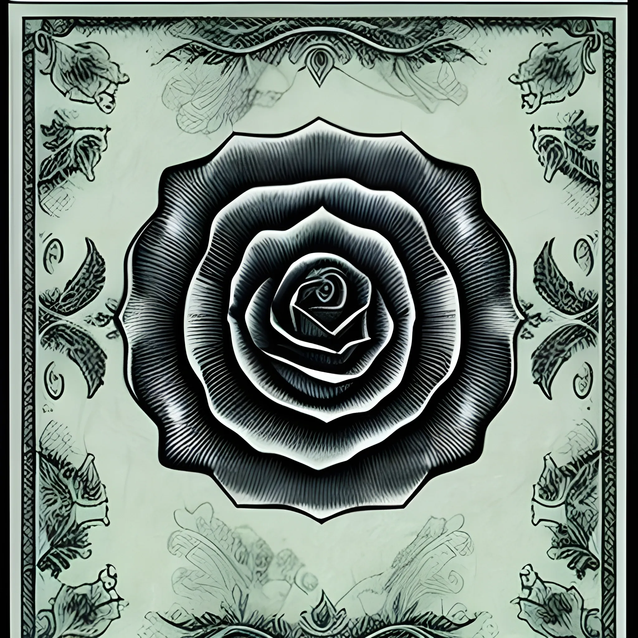 dollar bills looking like a Rose, tattoo template