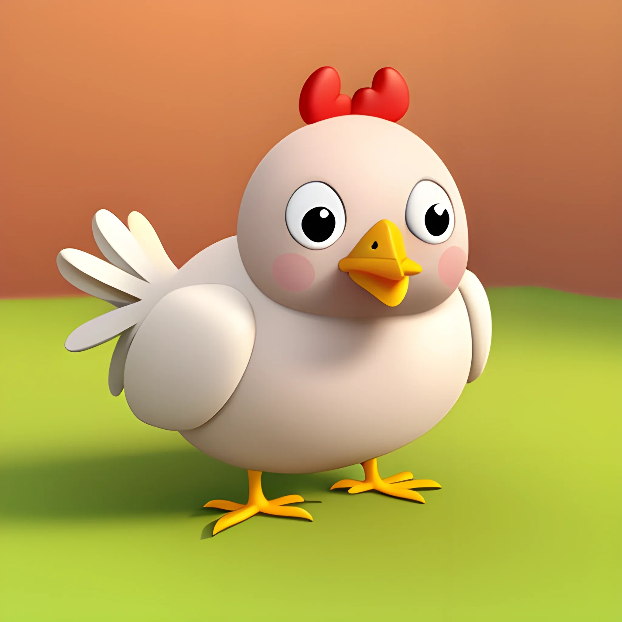 a beby chicken, happy, 3D, Cartoon