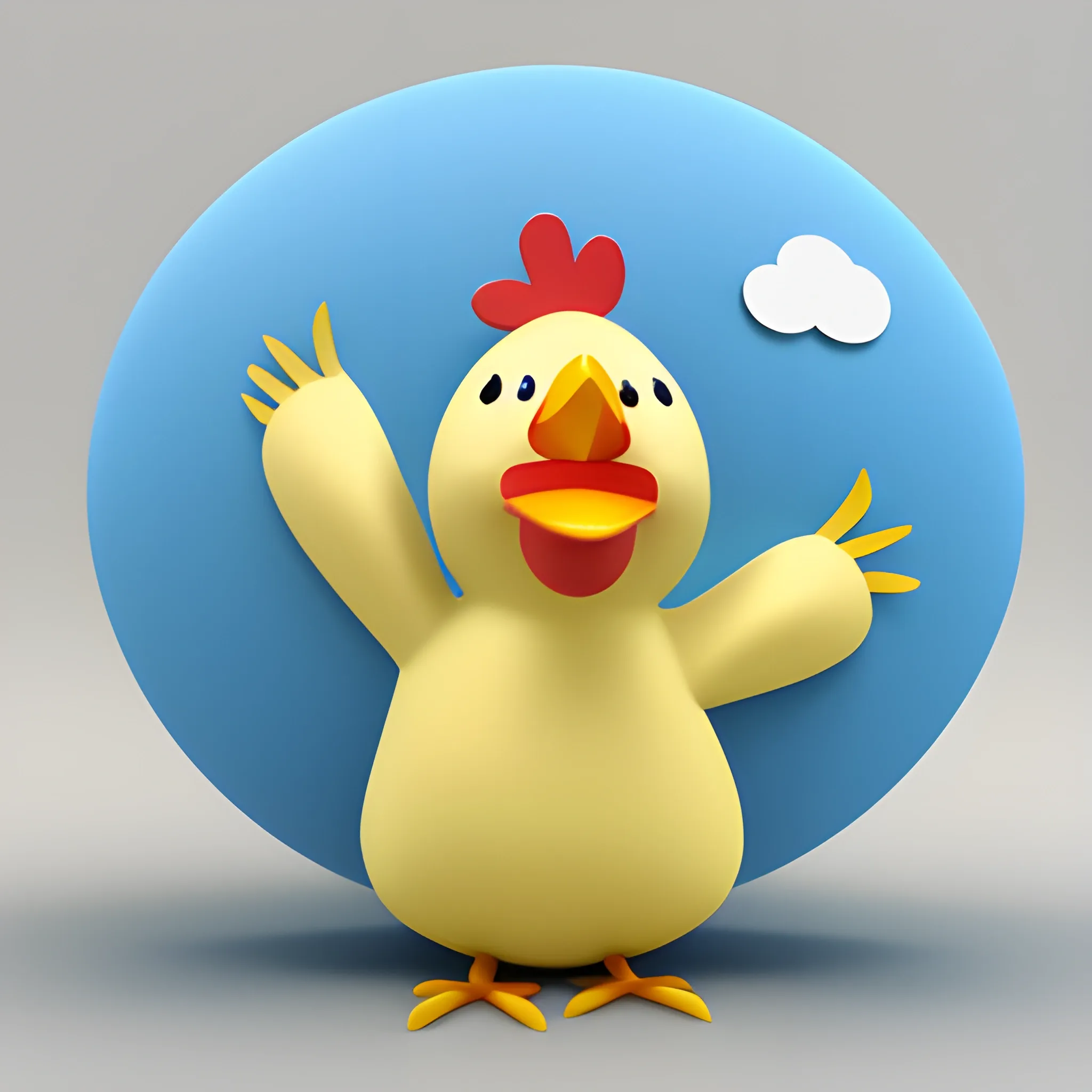 a beby chicken, happy, 3D, Cartoon