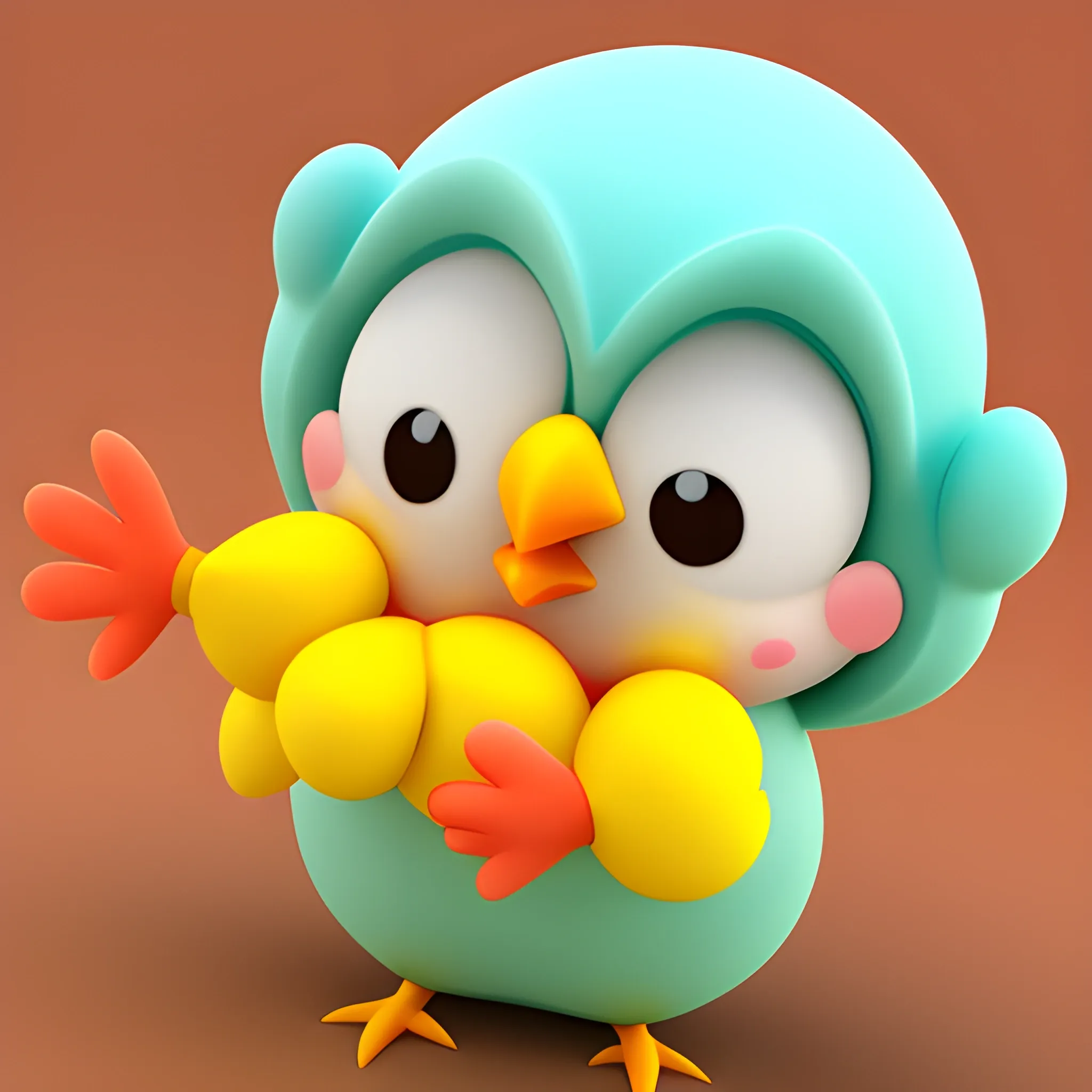 a beby chicken, happy, 3D, Cartoon