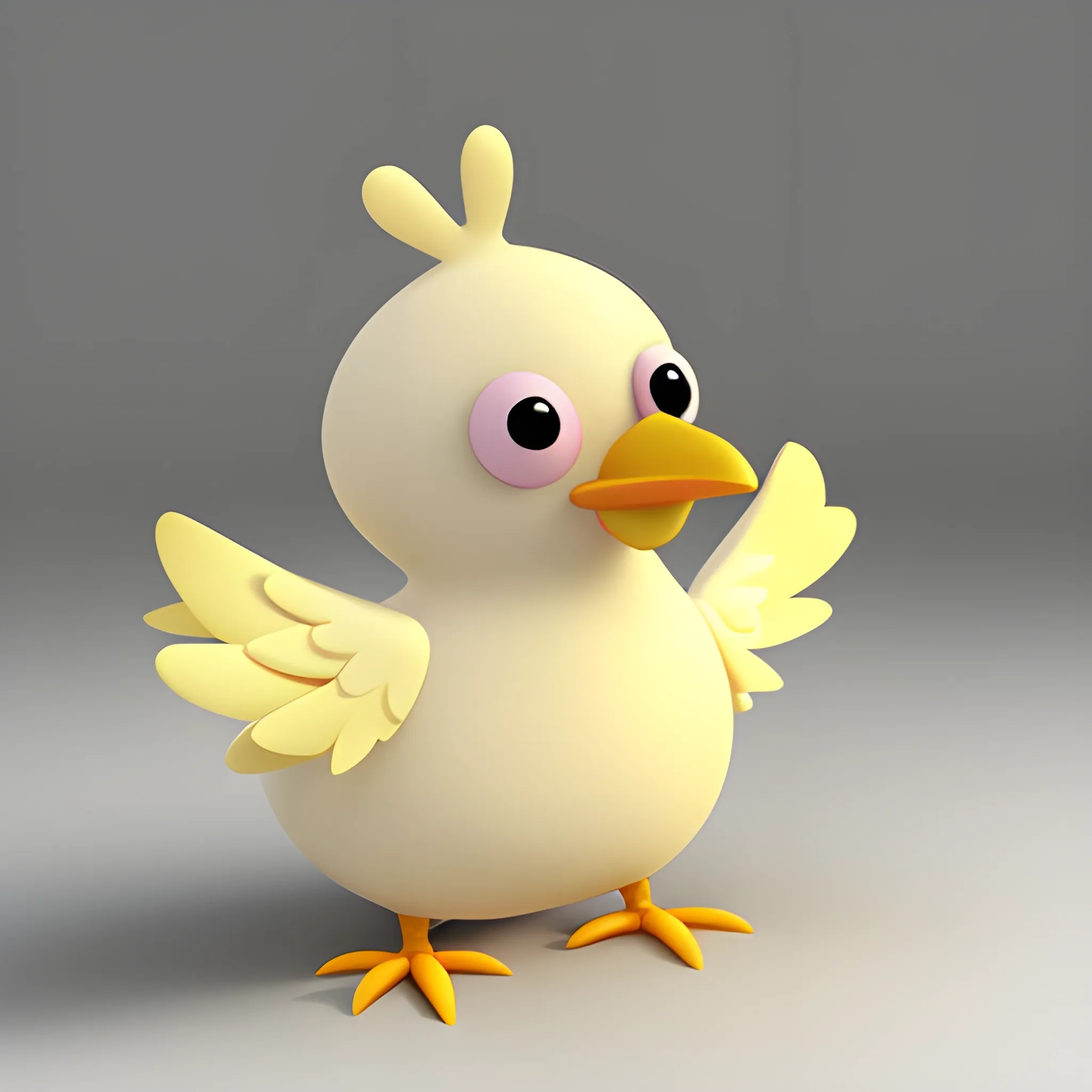 a beby chicken, happy, 3D, Cartoon