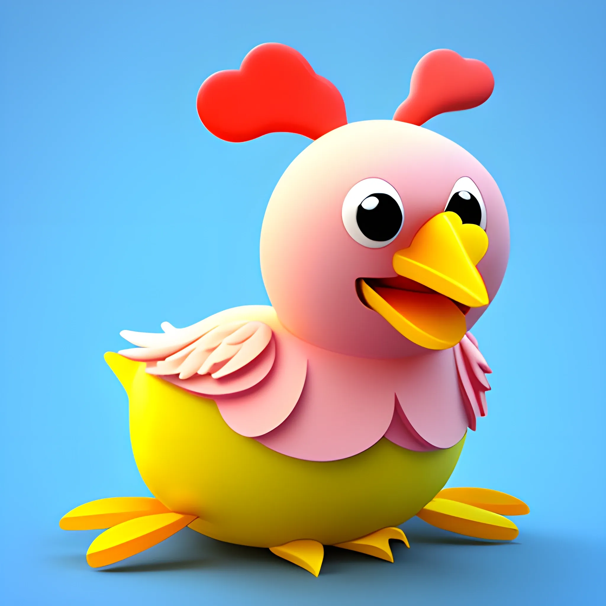 a beby chicken, happy, 3D, Cartoon