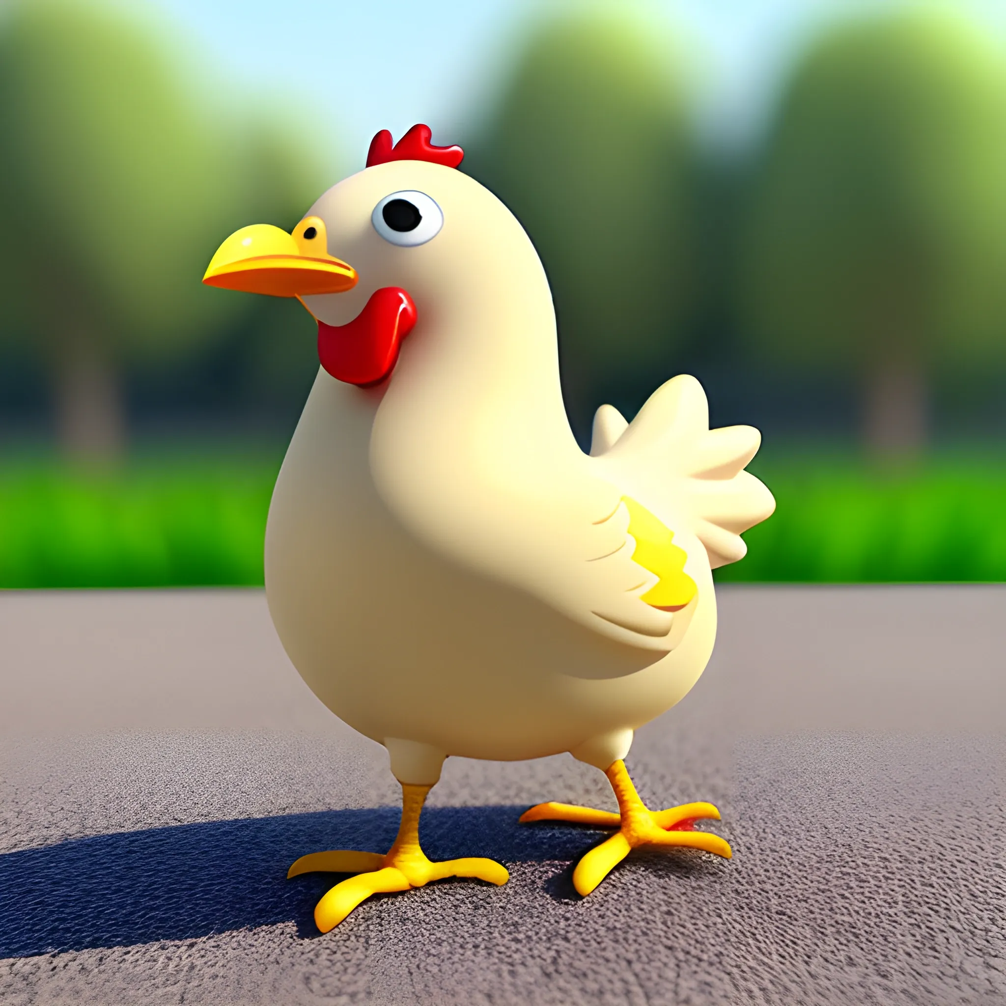 a beby chicken, happy, 3D, Cartoon