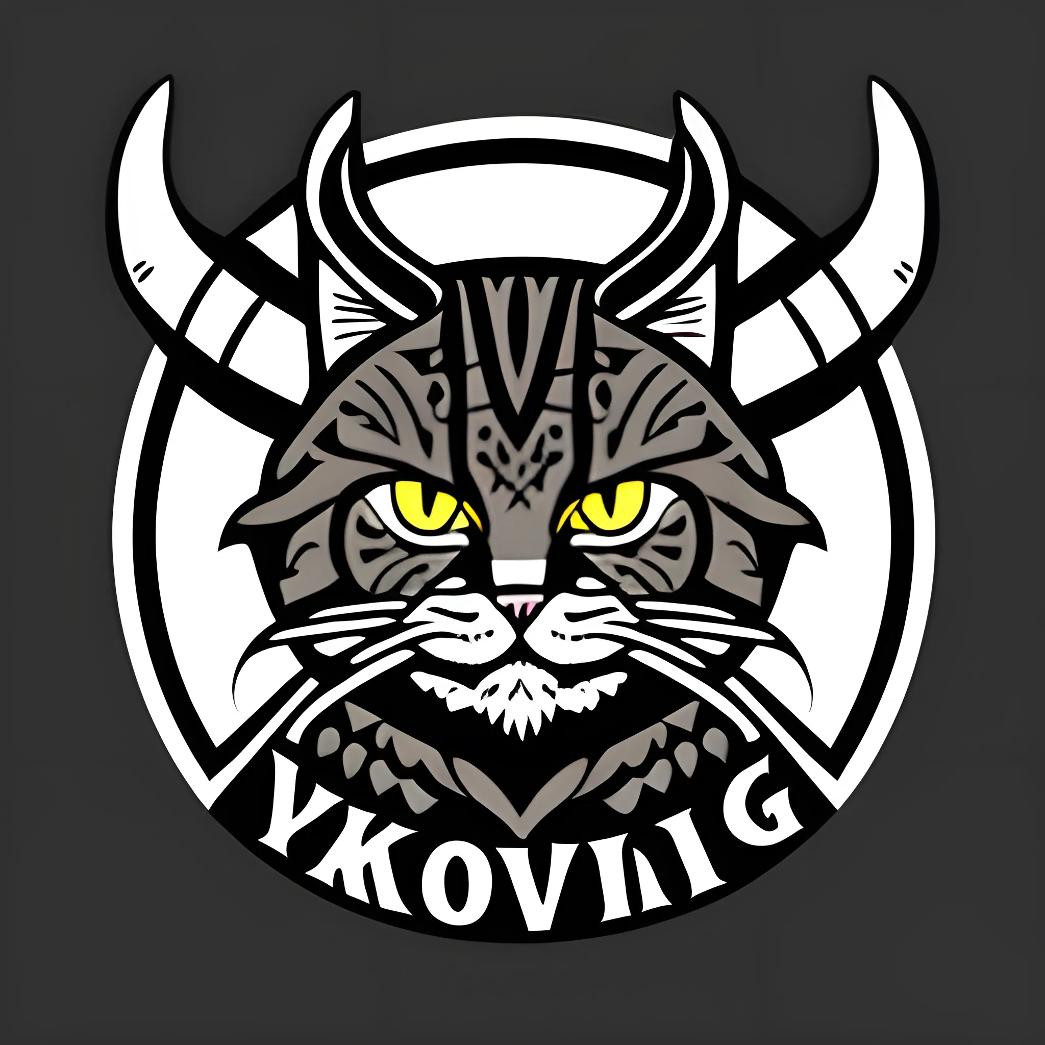 Viking cat, logo, Black background 