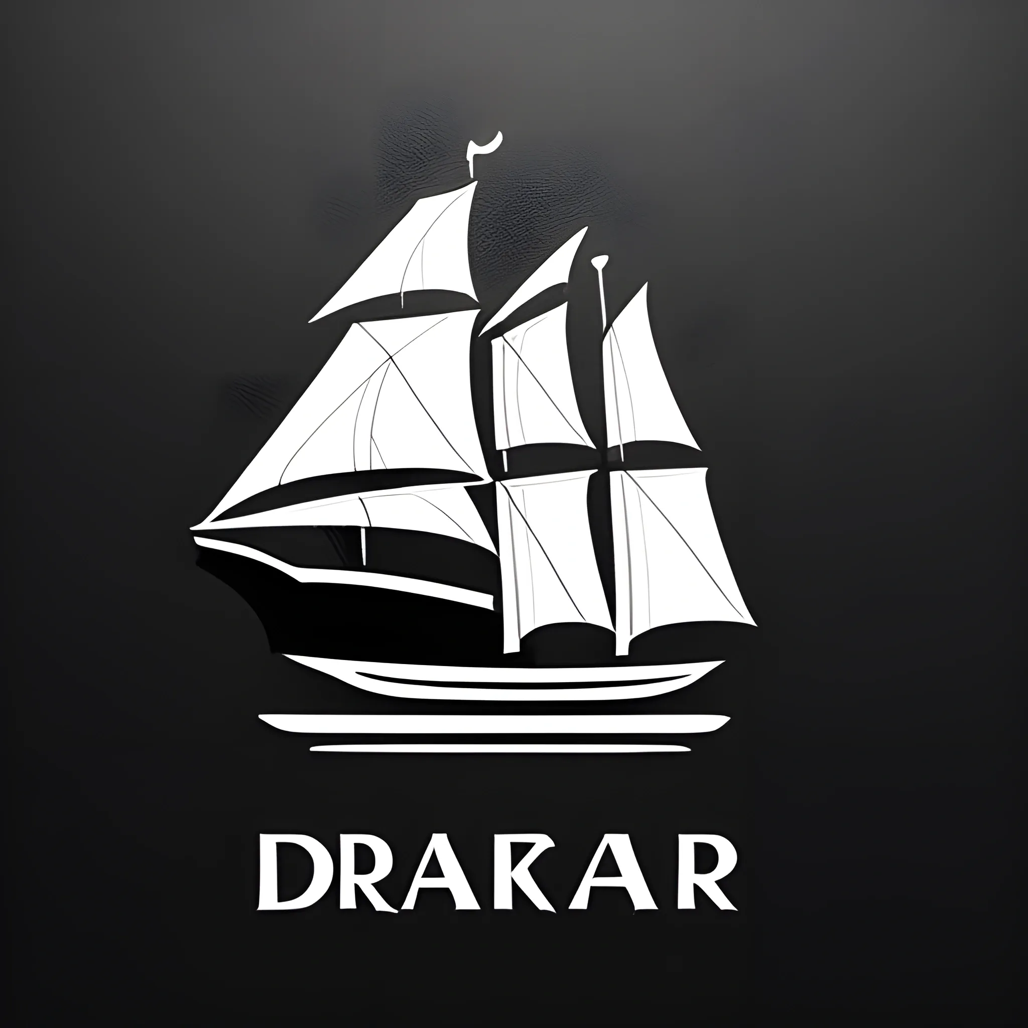drakkar ship logo on the black background