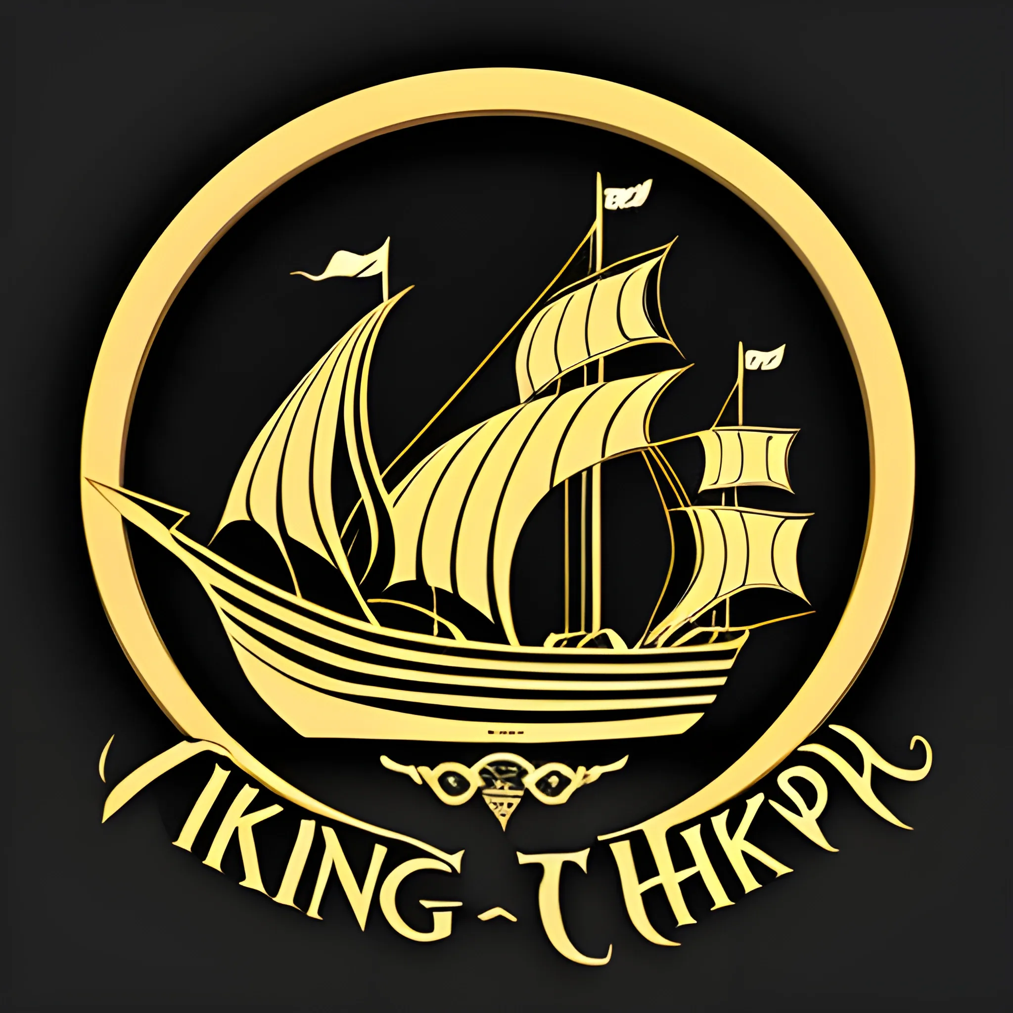 viking ship, drakkar, logo, black background, no masts