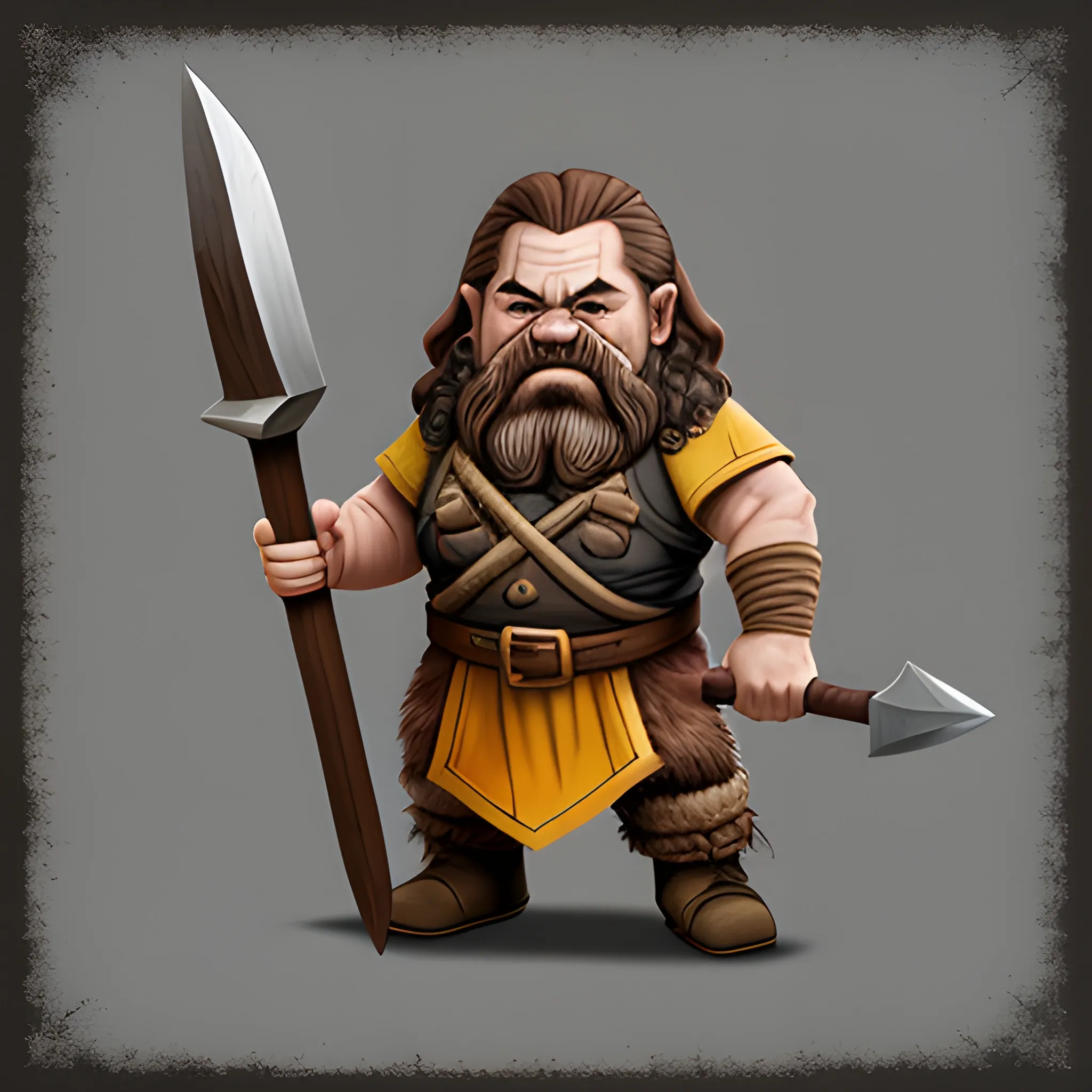 Dwarf, logo, holding axe and pickaxe, ready to fight, warcry