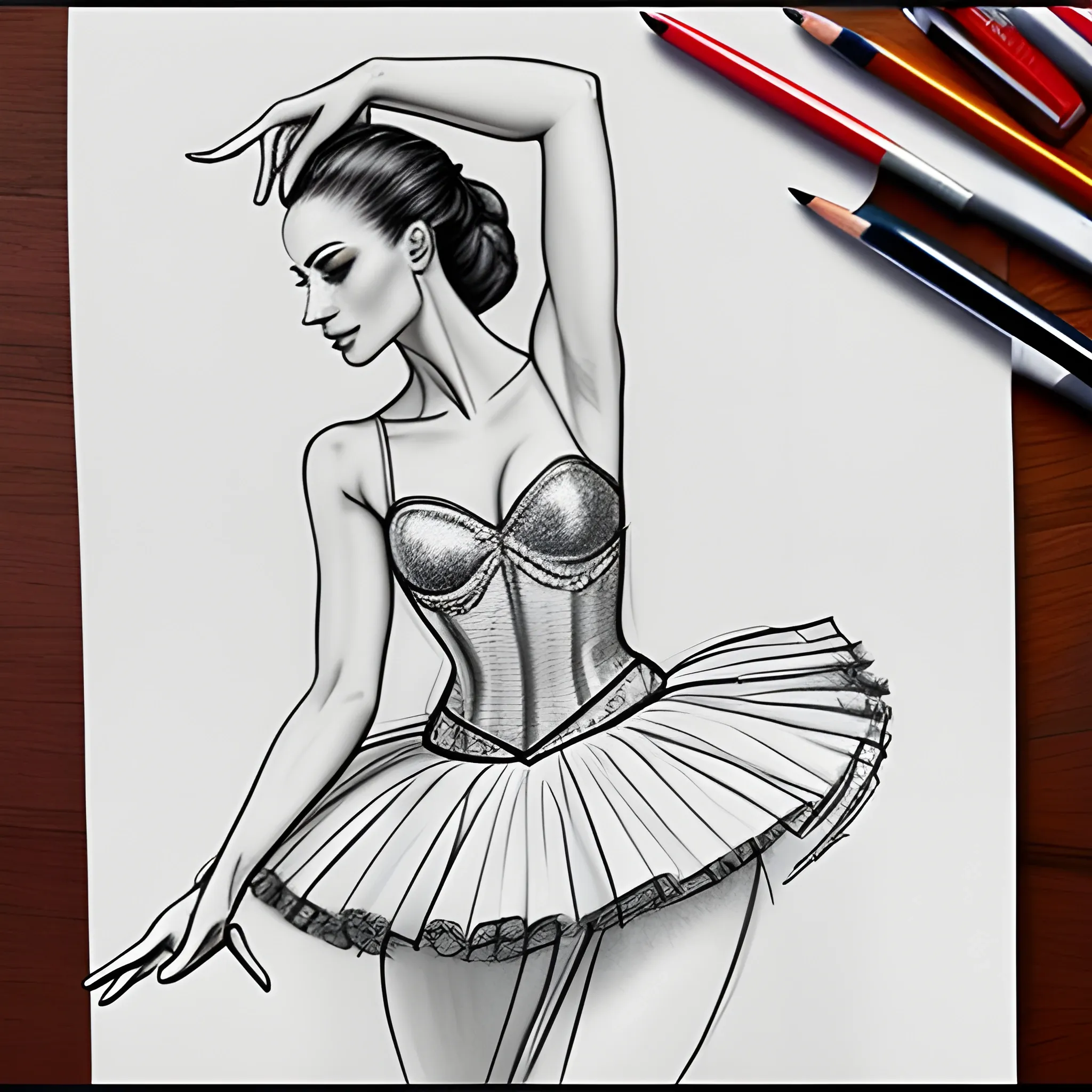 Crea una imagen de portada hd para una categoría de una tienda en  línea de ropa de niña el concepto es ballet y tutus , Pencil Sketch