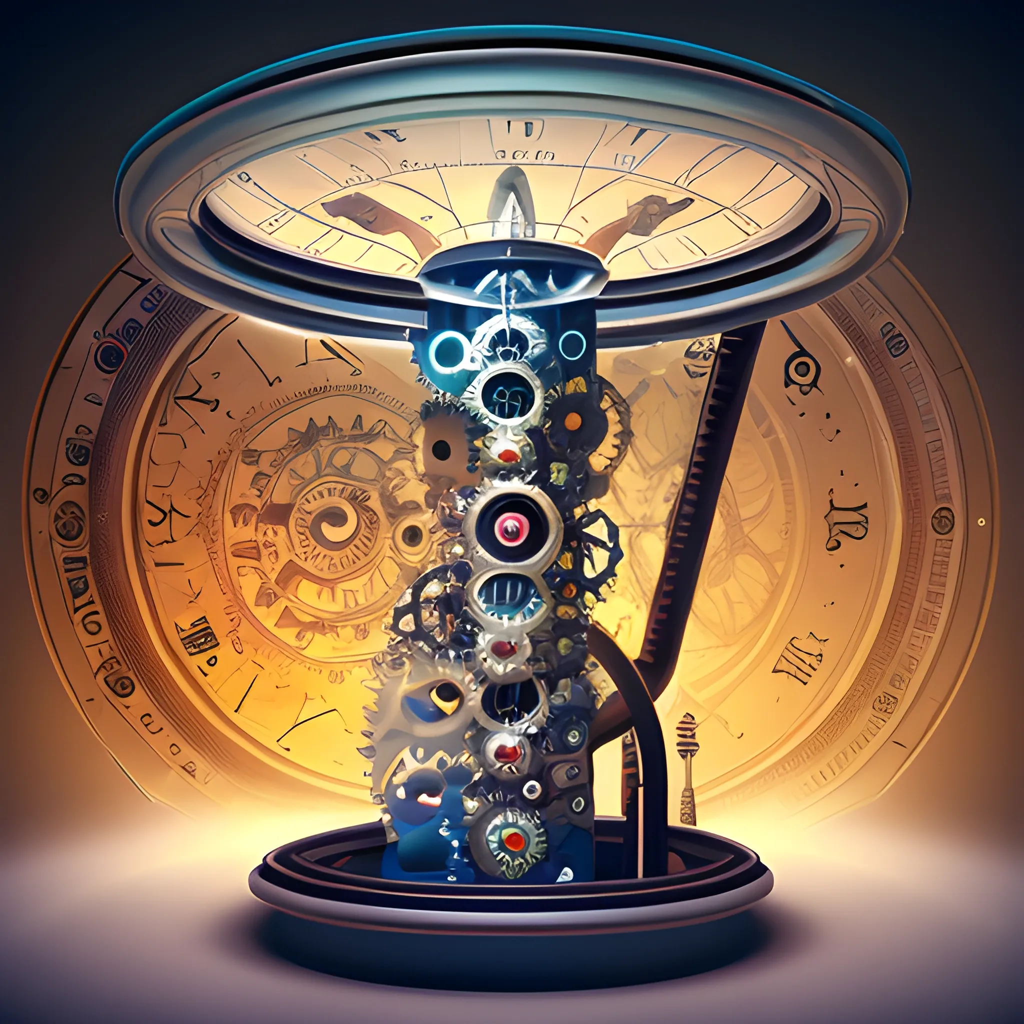 Time machine in operation,Time funnel, 3D,dream,Flowing, rotating, diverse, connected, gear-like