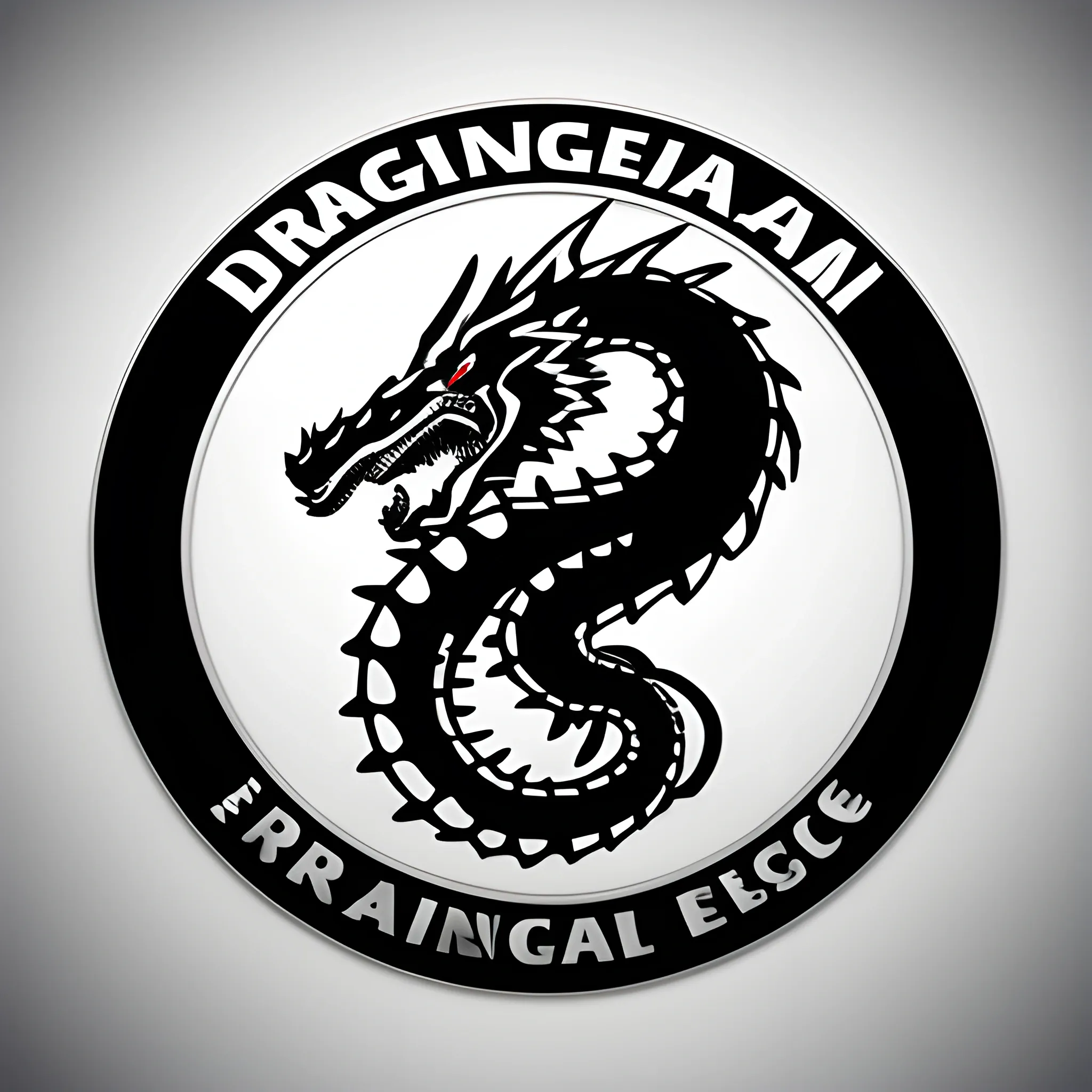 Logo, dragón, engranaje, 3D, blanco y negro solamente


