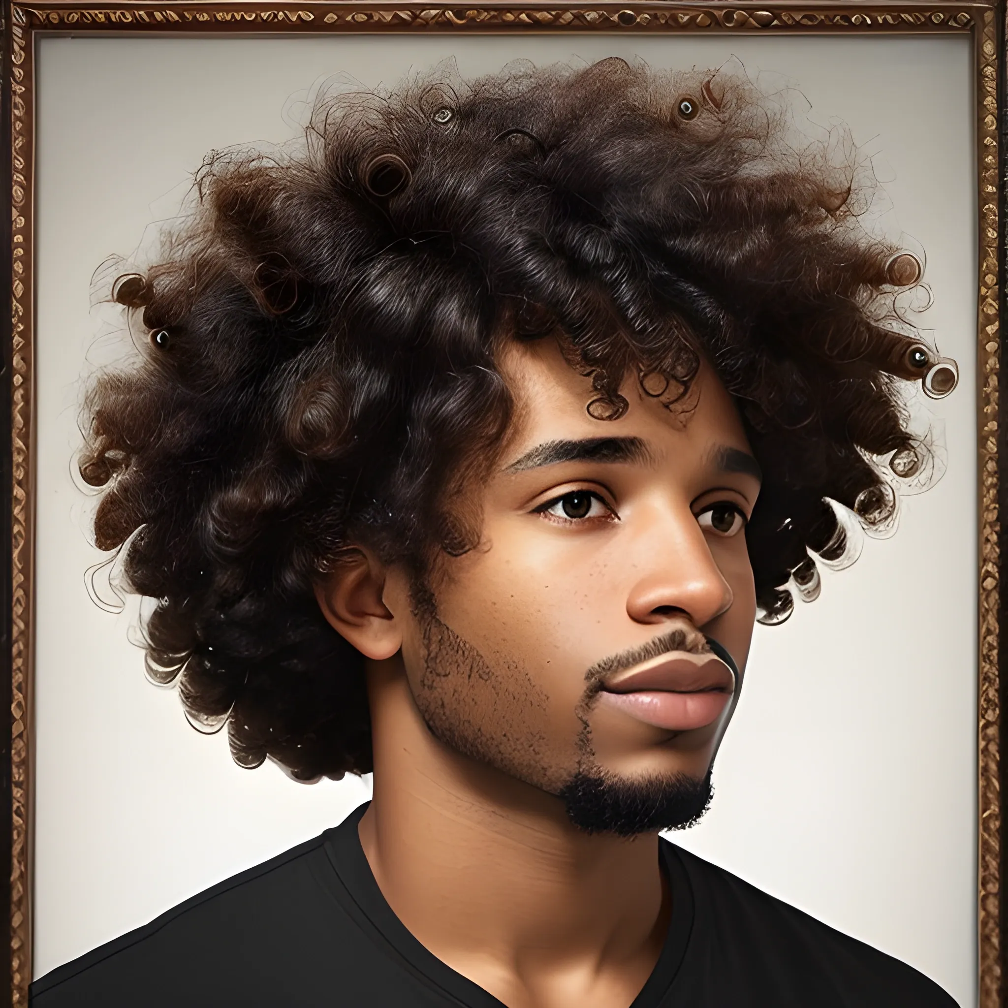 a portrait of a black guy with curly hair - Arthub.ai