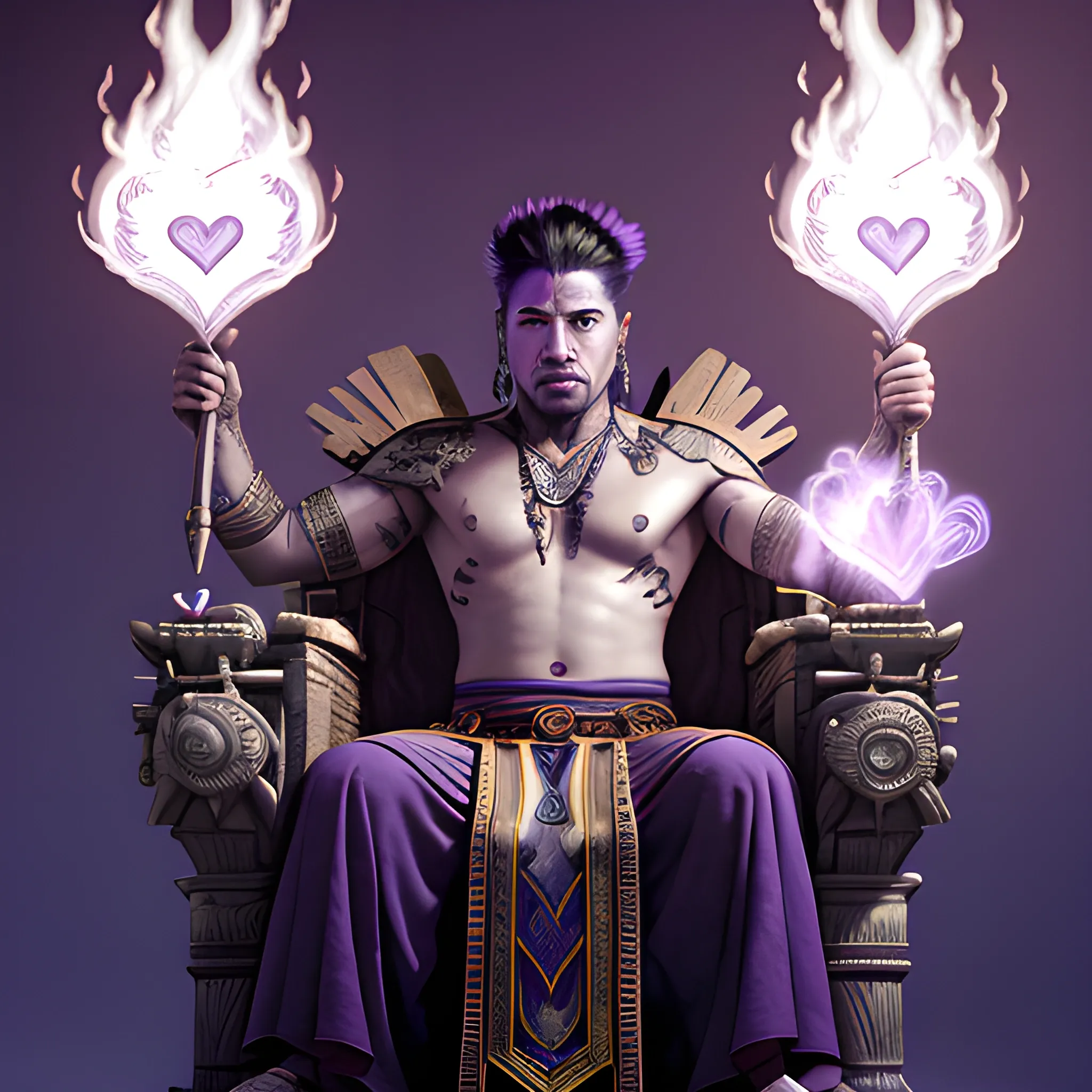 a male shaman with cut off hair casting a purple fireball with a heart in it. Throne in the background| | pencil sketch, realistic shaded, fine details, realistic shaded lighting poster by greg rutkowski, magali villeneuve, artgerm, jeremy lipkin and michael garmash and rob rey 