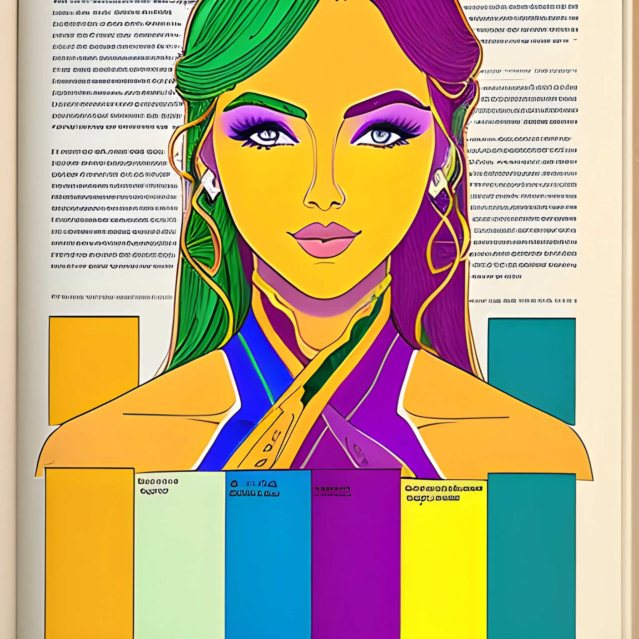 very beautiful woman coloring blue yellow green purple orange red  book page
