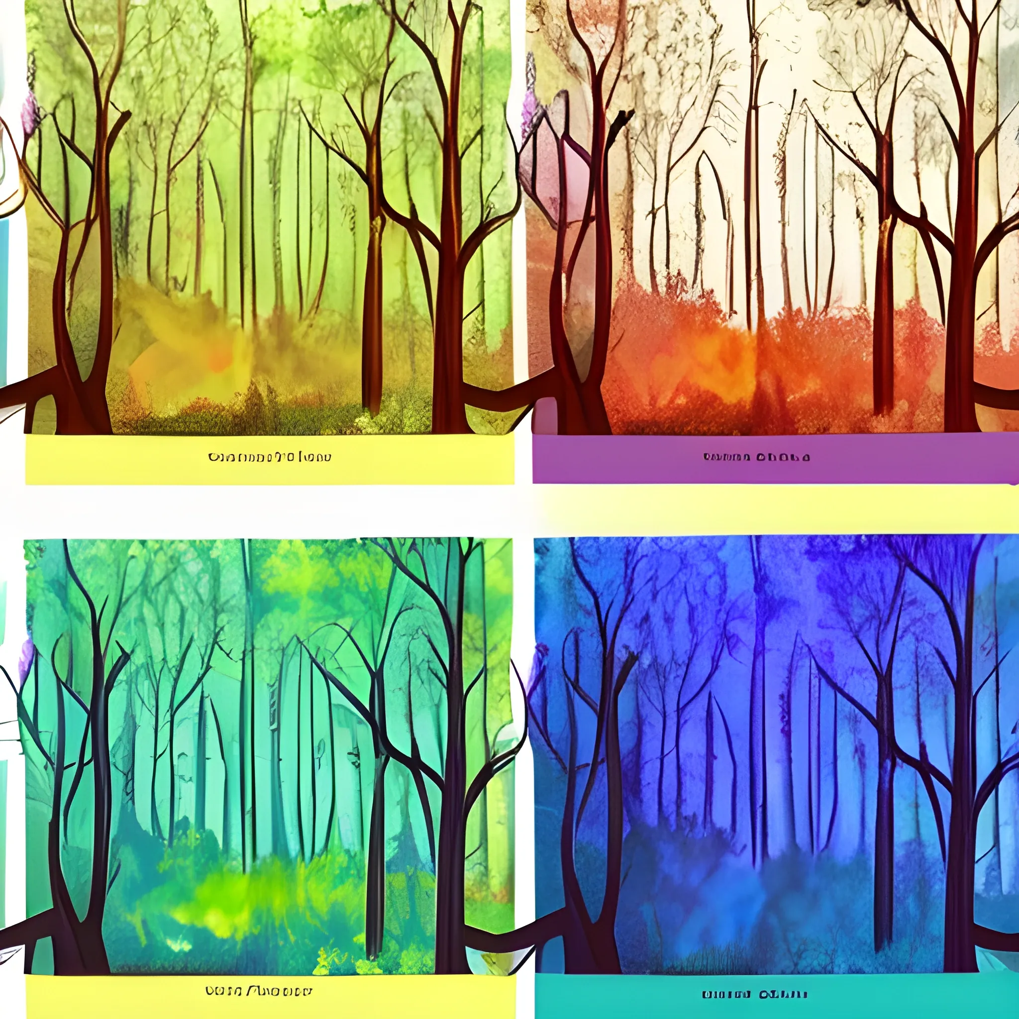 very beautiful forest coloring blue yellow green purple orange red  book page