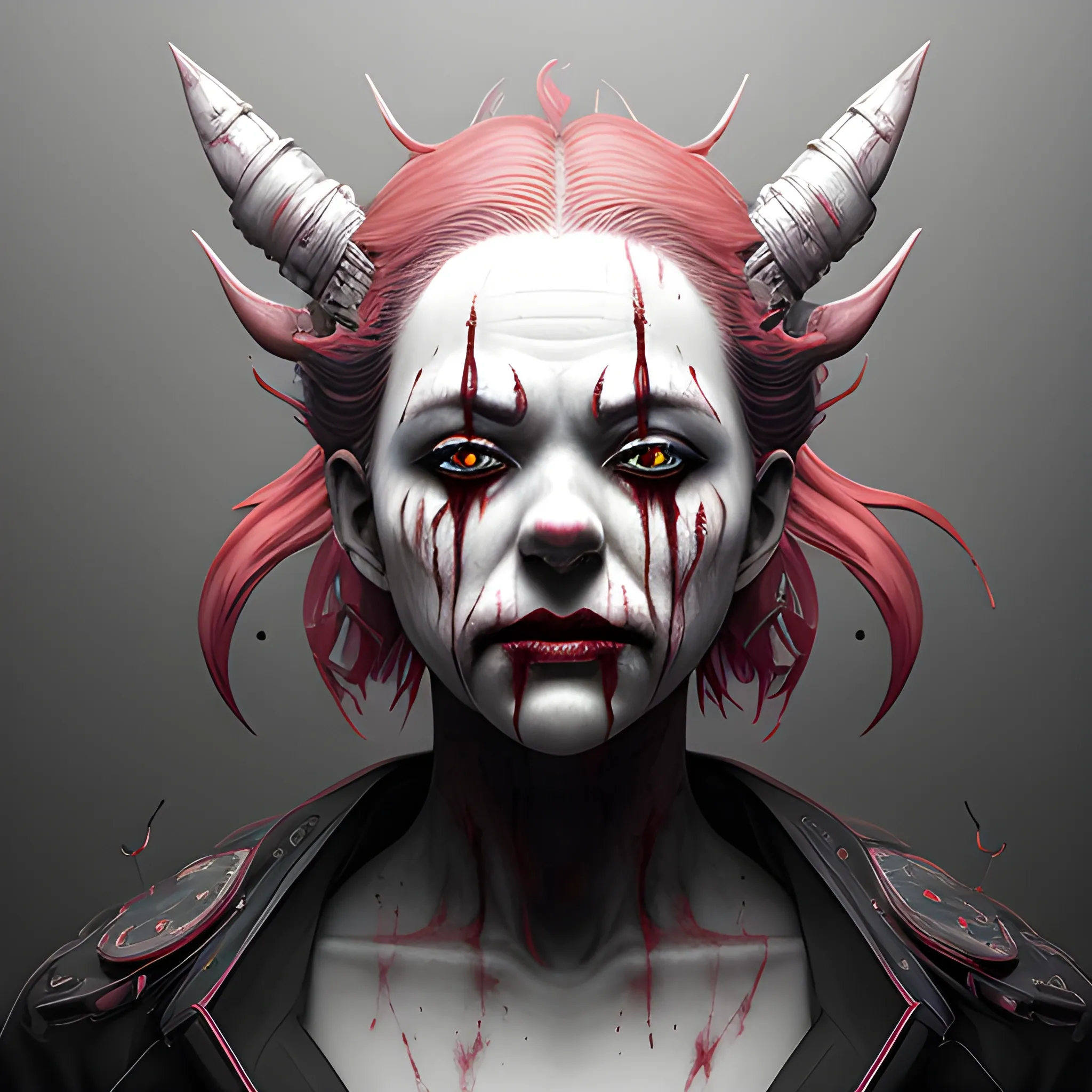 evil by kyoto animation, very very evil clown, wearing butchers apron carrying a bloodied head and butchers cleaver, horrifying looking at the camera, detailed portrait, intricate complexity, ilya kuvshinov, cell shaded, 4k, concept art, by wlop, ilya kuvshinov, artgerm, krenz cushart, greg rutkowski, sharp focus, volumetric lighting, cinematic lighting, studio quality, in 4D rendering style (3DMM_V12) with the mdjrny-v4 style, depicting a mystifying and dark atmosphere with a touch of --chaos 90." "opl, red, ultra hd, realistic, vivid colors, highly detailed, UHD drawing, pen and ink, perfect composition, beautiful detailed intricate insanely detailed octane render trending on artstation, 8k artistic photography, photorealistic concept art, soft natural volumetric cinematic perfect light --q 99 --testp --chaos 90", oni style, biopunk style, <lora:pretopasin_resized:0.800000>, , <lora:xl_more_art-full-beta2:0.800000>, , <lora:biopunk_xl:0.800000>, , Pencil Sketch