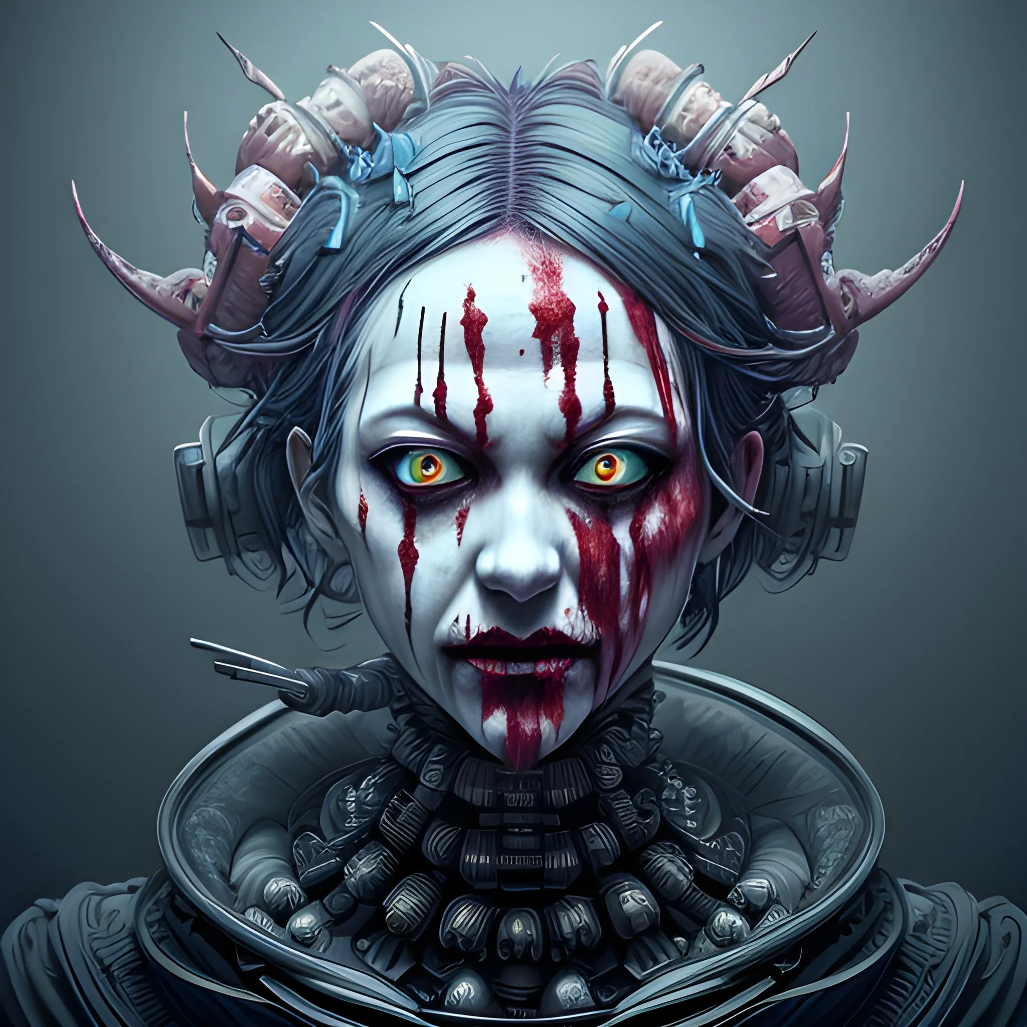 nightmare by kyoto animation, very very evil clown, wearing butchers apron carrying a bloodied head and butchers cleaver, horrifying looking at the camera, detailed portrait, intricate complexity, ilya kuvshinov, cell shaded, 4k, concept art, by wlop, ilya kuvshinov, artgerm, krenz cushart, greg rutkowski, sharp focus, volumetric lighting, cinematic lighting, studio quality, in 4D rendering style (3DMM_V12) with the mdjrny-v4 style, depicting a mystifying and dark atmosphere with a touch of --chaos 90." "opl, red, ultra hd, realistic, vivid colors, highly detailed, UHD drawing, pen and ink, perfect composition, beautiful detailed intricate insanely detailed octane render trending on artstation, 8k artistic photography, photorealistic concept art, soft natural volumetric cinematic perfect light --q 99 --testp --chaos 90", oni style, biopunk style, <lora:pretopasin_resized:0.800000>, , <lora:xl_more_art-full-beta2:0.800000>, , <lora:biopunk_xl:0.800000>, , Trippy, , Pencil Sketch