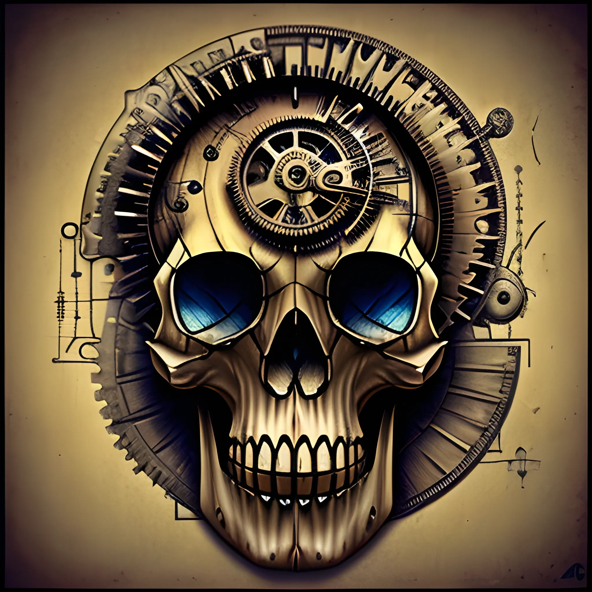 4k acrylic abstract steampunk skull mechanism art on canvas with ...