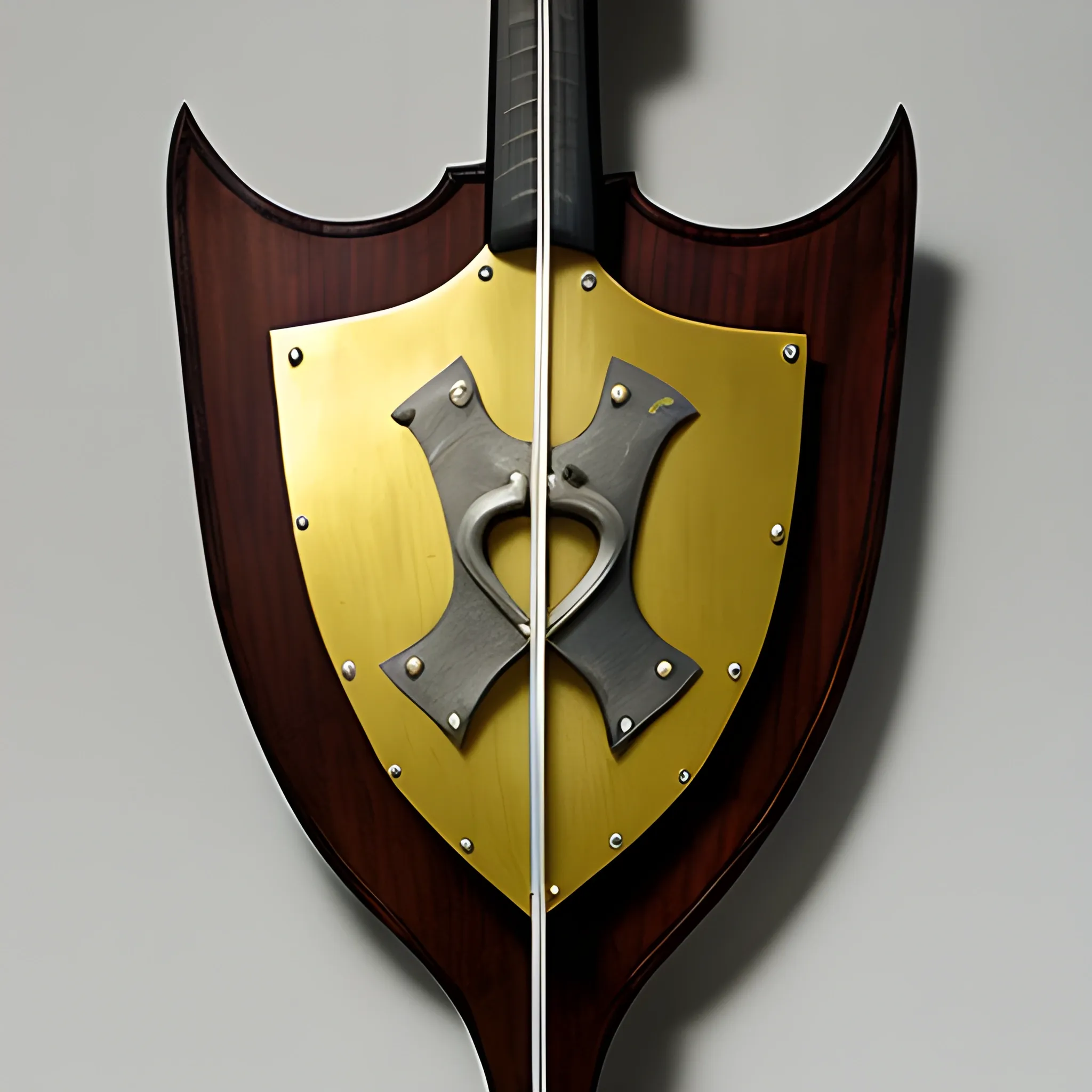 A shield consisting of a sword and a violin