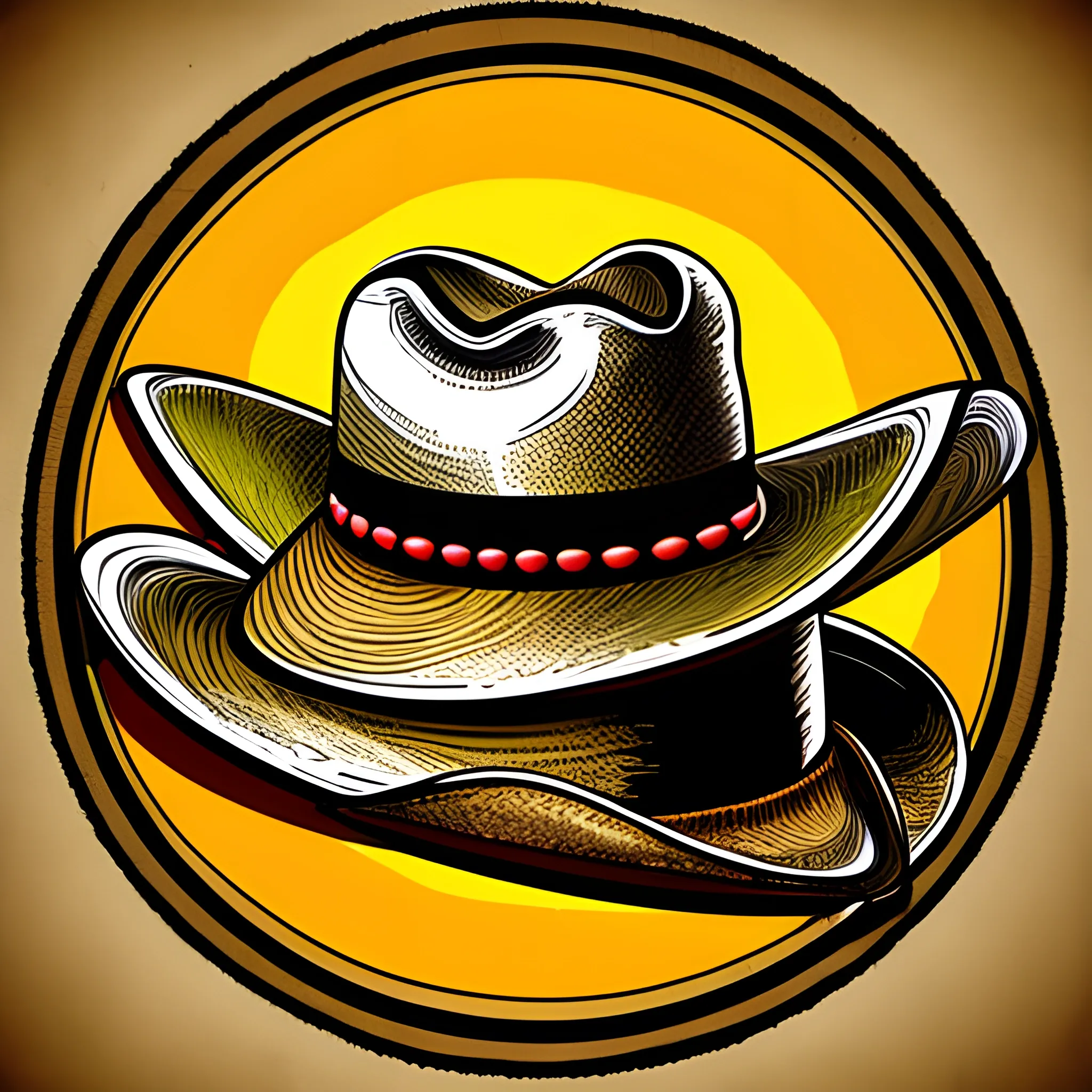cowboy hat logo likes fishing, eye catching, , Cartoon, Trippy