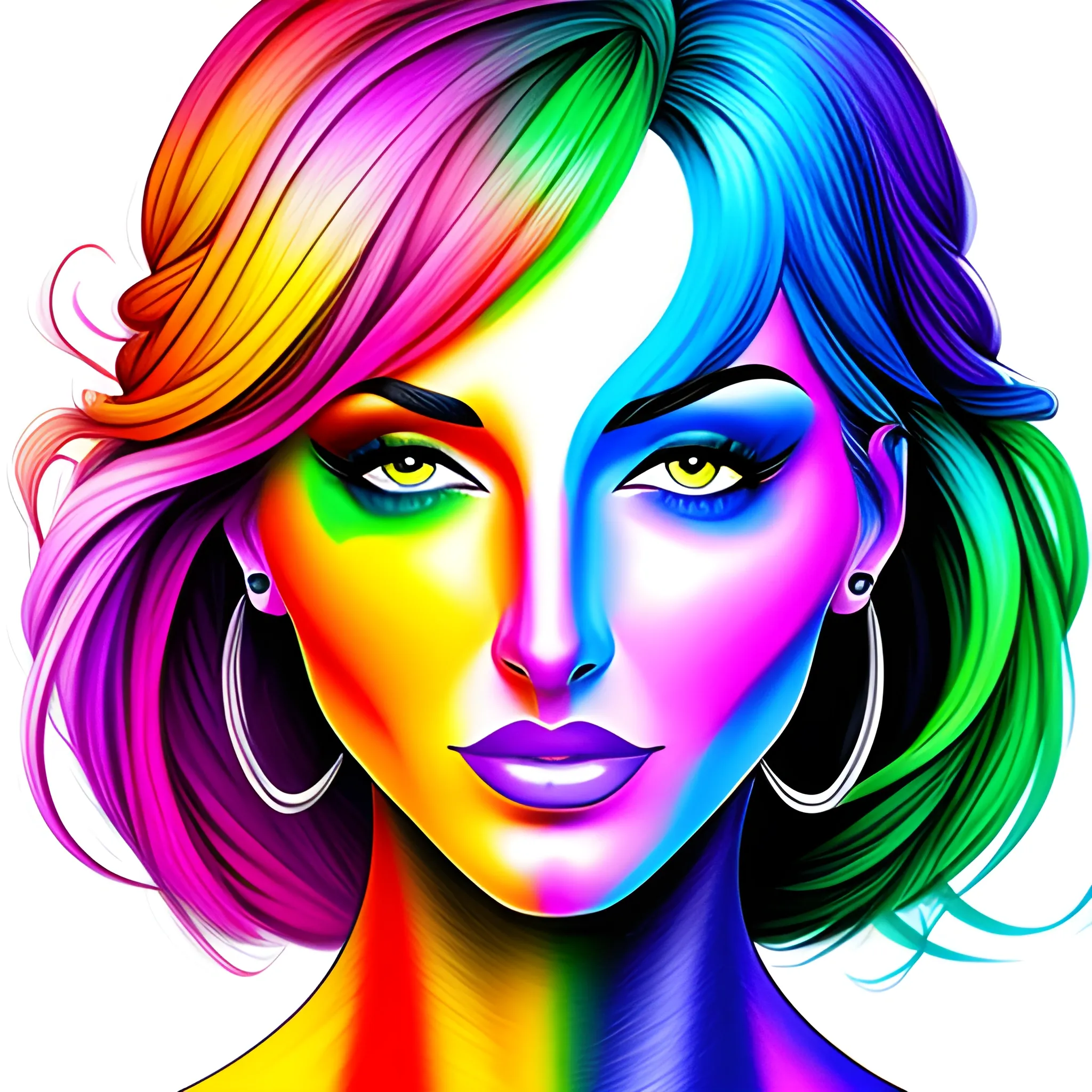 Digital art colorful girl drawing