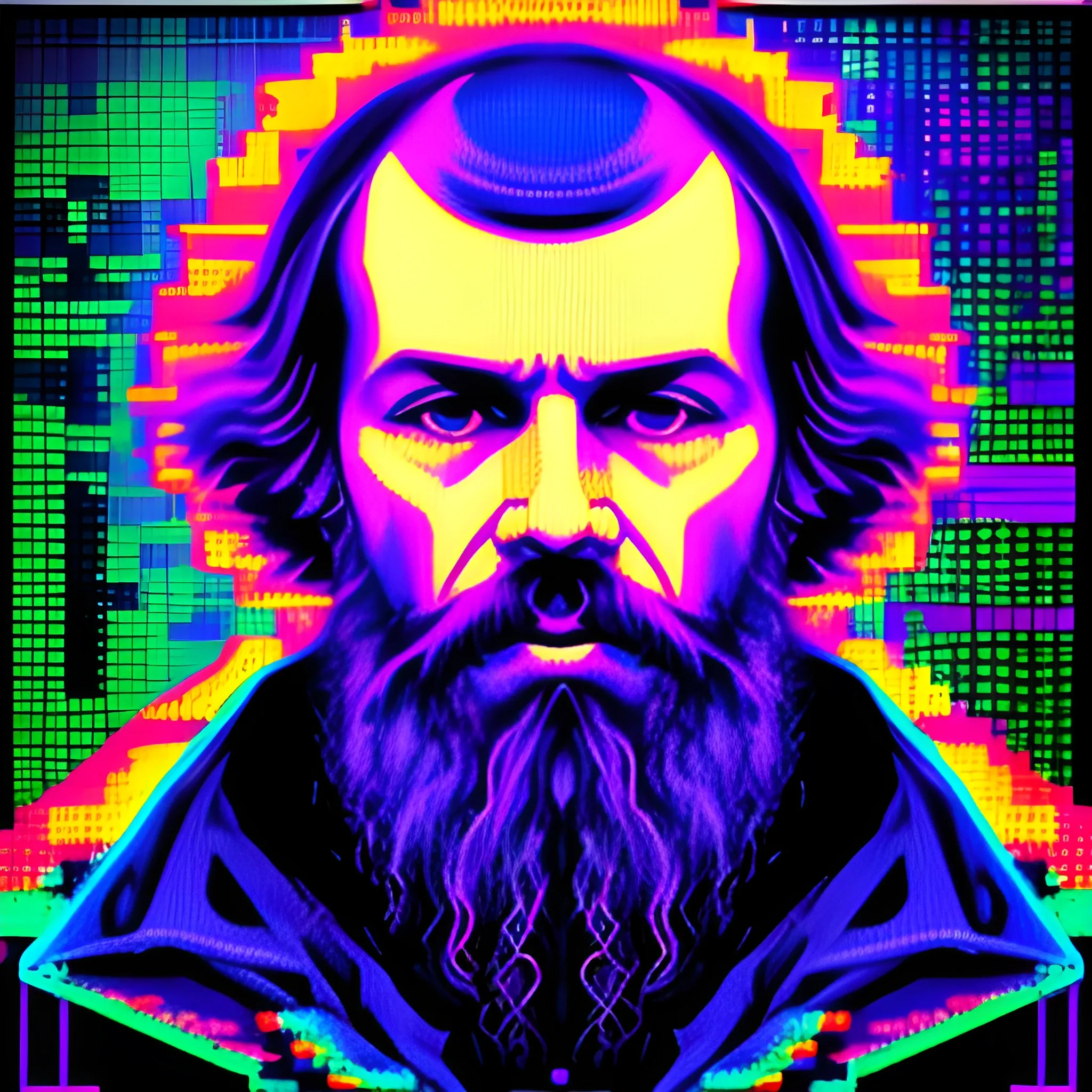 Feyodar Dostoevsky, glitchcore art 