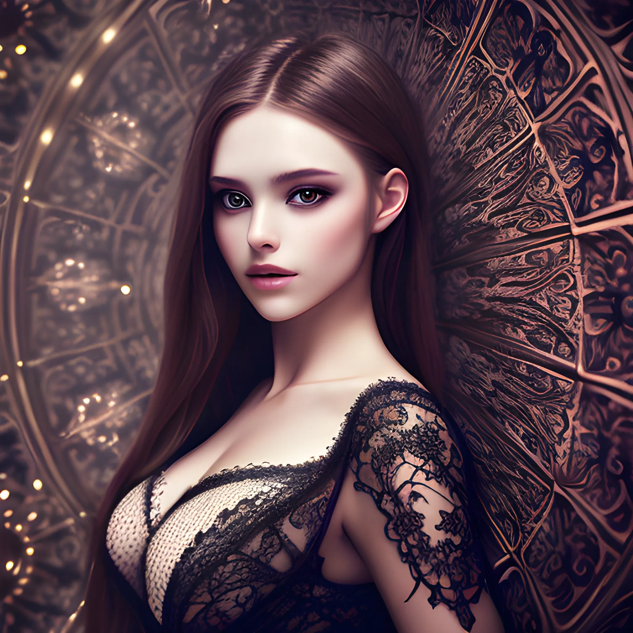 European beauty, wearing hollow lace clothing, advanced photography, background blur, ultra-high definition