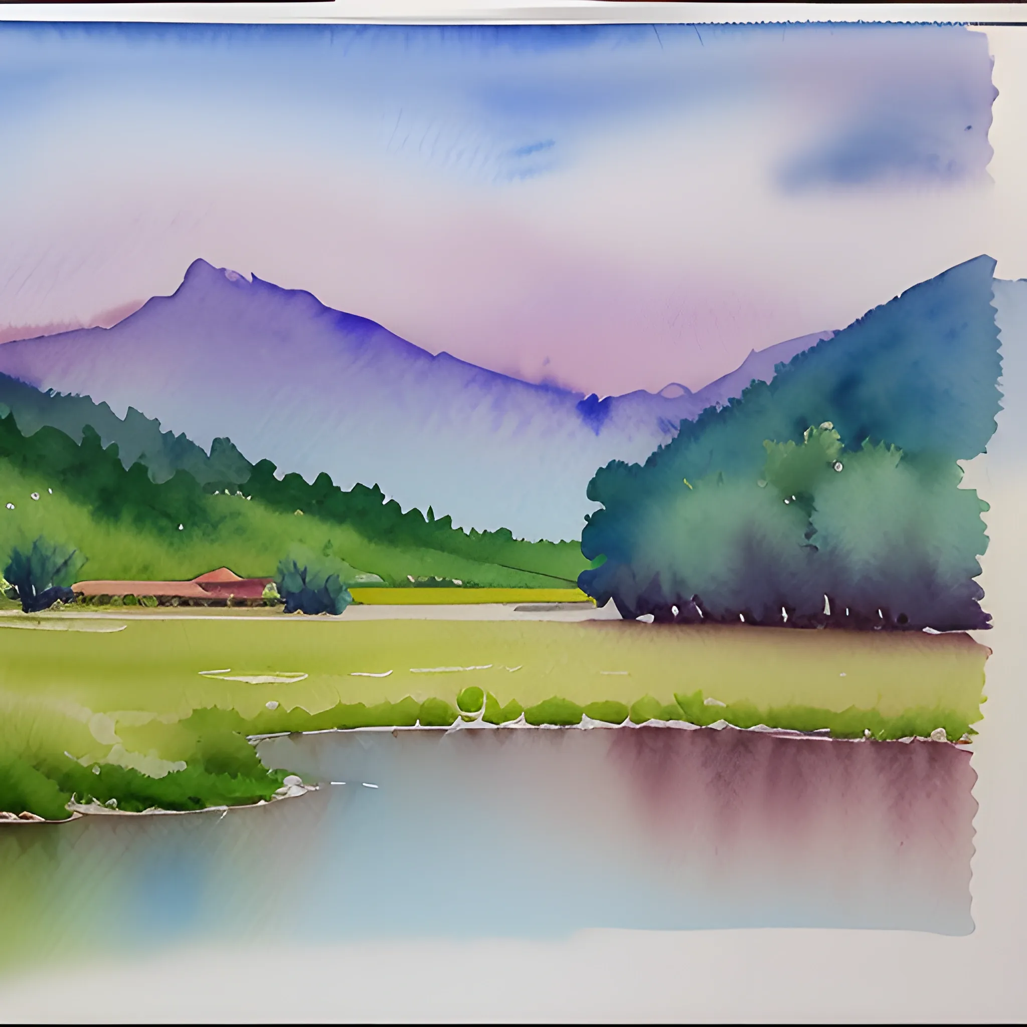 Loose watercolor landscape painting