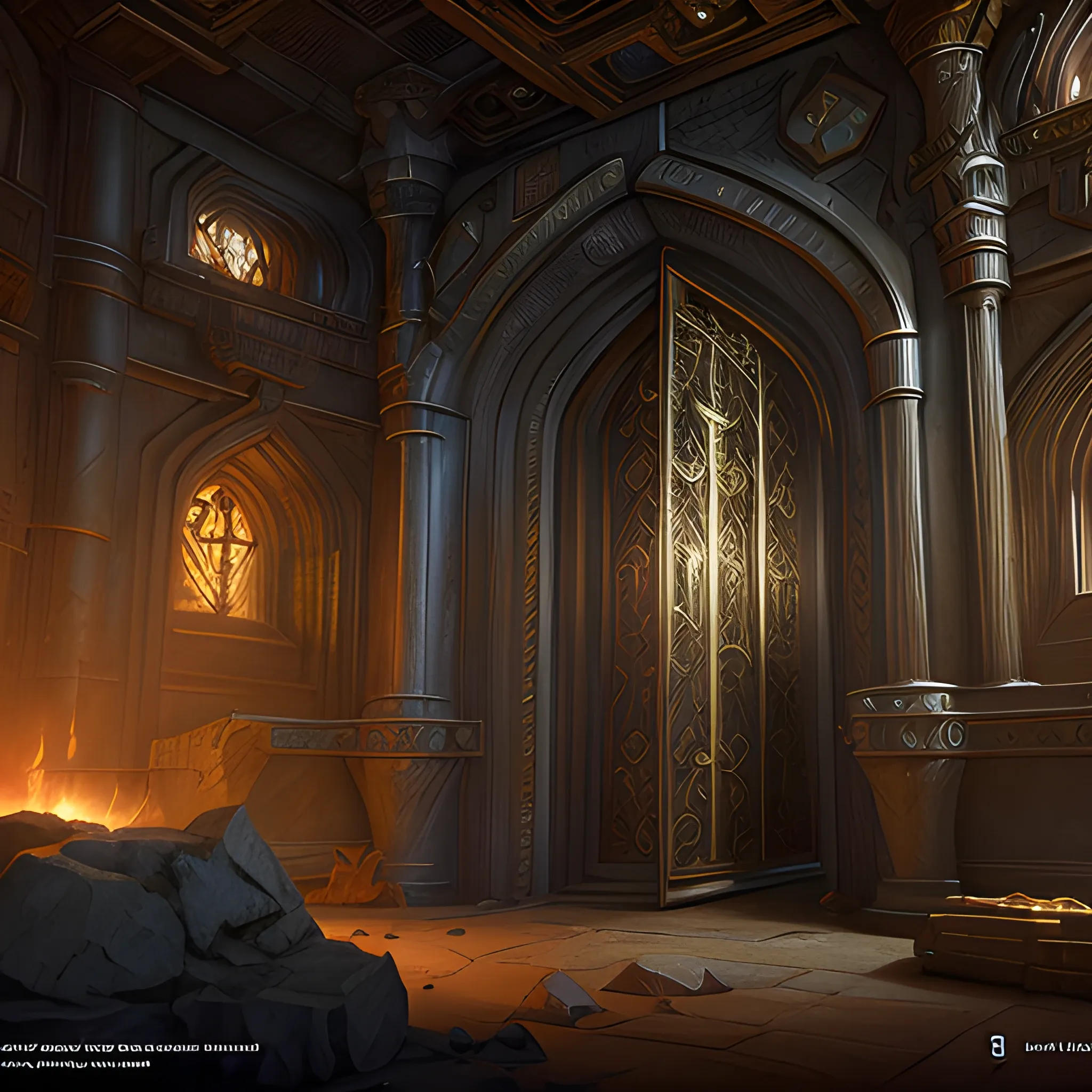 dnd fantacy bank, dnd fantacy bank vault view from inside, high fantasy, high resolution, high quality, photorealistic, hyperealistic, detailed, detailed matte painting, deep color, fantastical, intricate detail, splash screen, complementary colors, fantasy concept art, 8k resolution trending on Artstation Unreal Engine 5