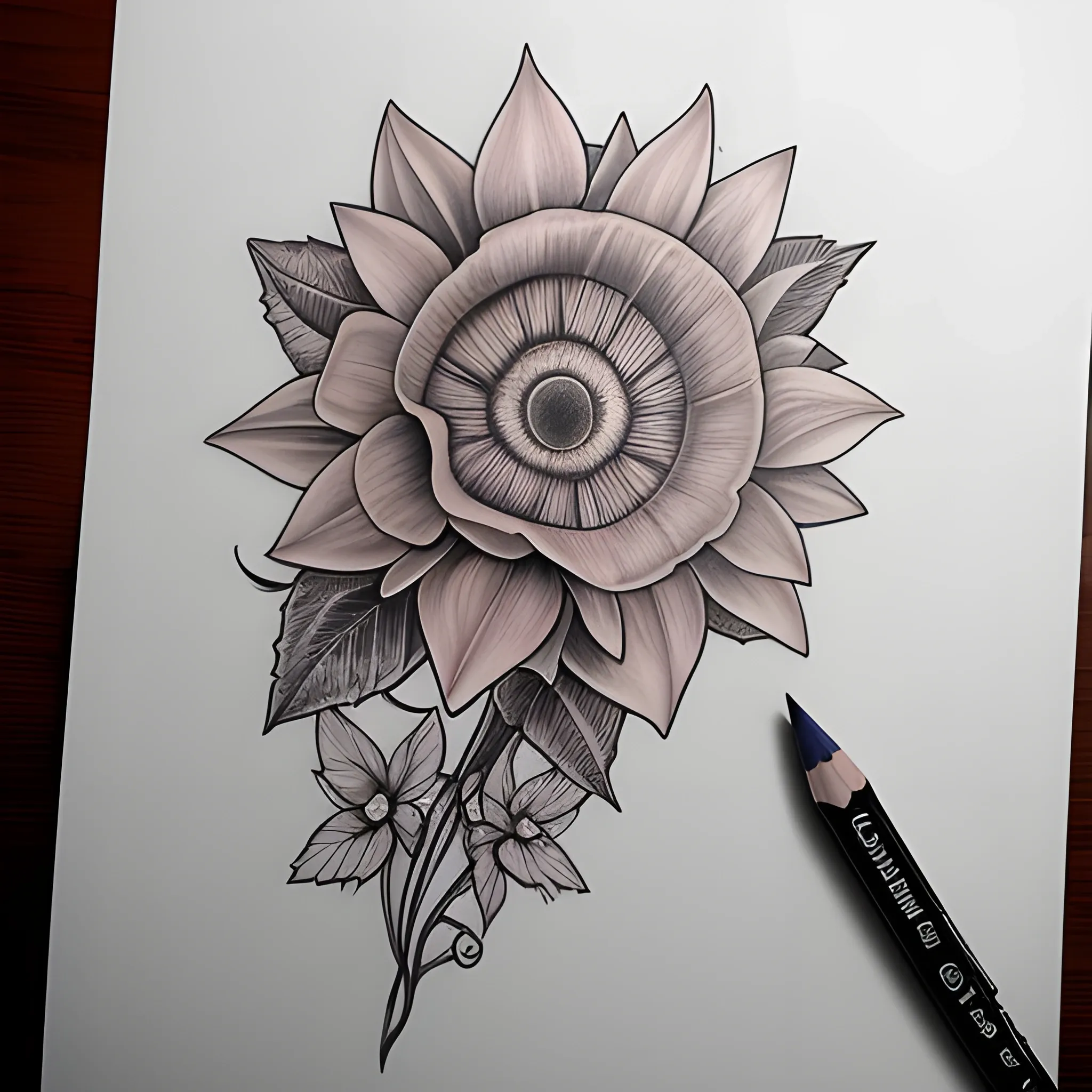 tatto drawing, flowers, sistem solar , Pencil Sketch