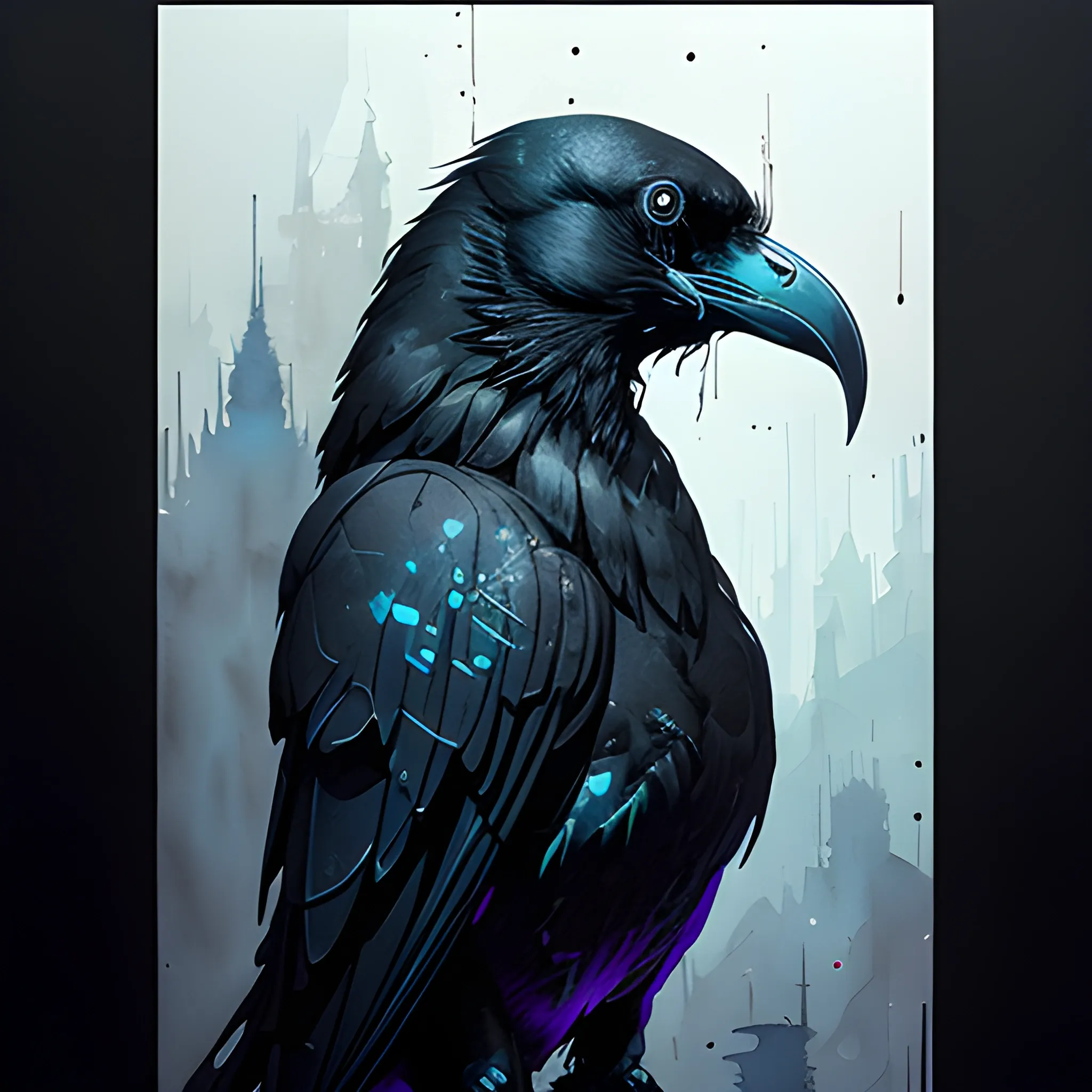 rfktrstyle"Raven Psycho" phosphorescent print-ready, urban pop art style, cosmic black, immaculate black canvas, Splatter paint charisma, a sensation on ArtStation, crystal-clear precision, studio depiction, detailed linework, unmatched intricacy, in the vein of Greg Rutkowski's magic, Watercolor glow, trending on artstation, laser-sharp clarity, studio visualization, intricate textures, masterfully crafted, channeling the spirit of Greg Rutkowski., Watercolor, trending on artstation, sharp focus, studio photo, intricate details, highly detailed, by greg rutkowski --q 99 --testp --chaos 90