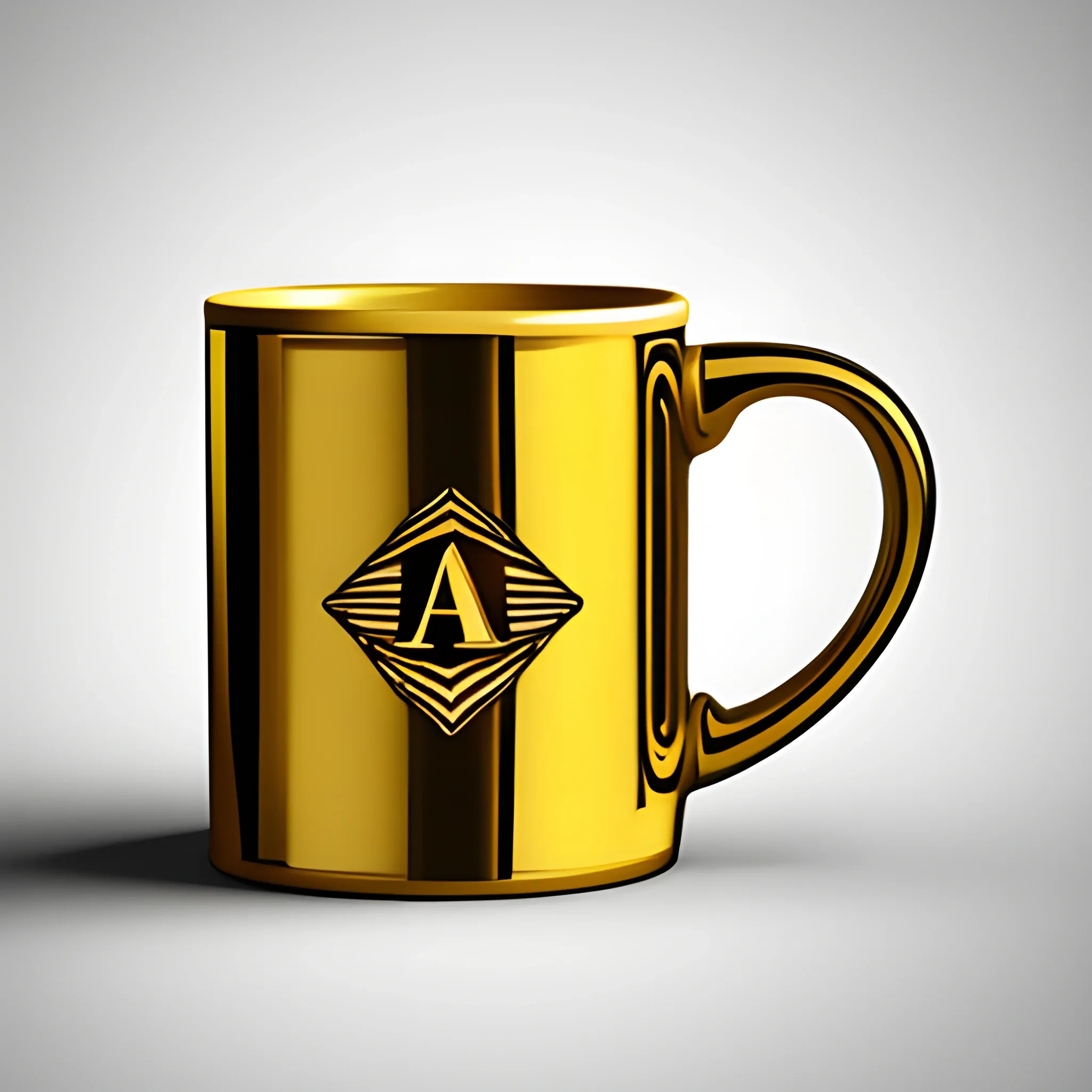 golden metallic line art logo with the word "Artimah" representing a Mug
, Cartoon