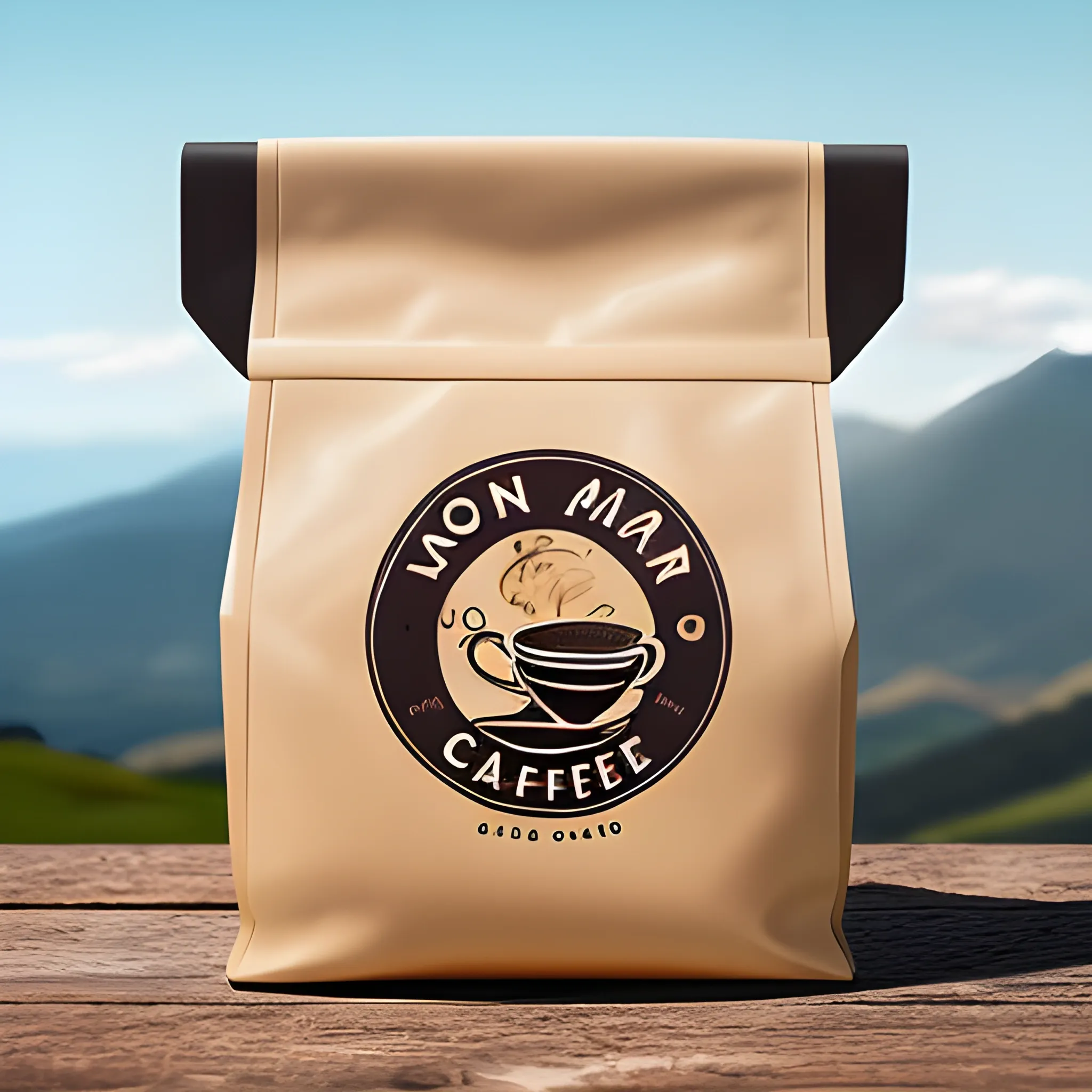 diseño para bolsa de cafe marca John Coffee  del Paramo Santander Colombia con montañas