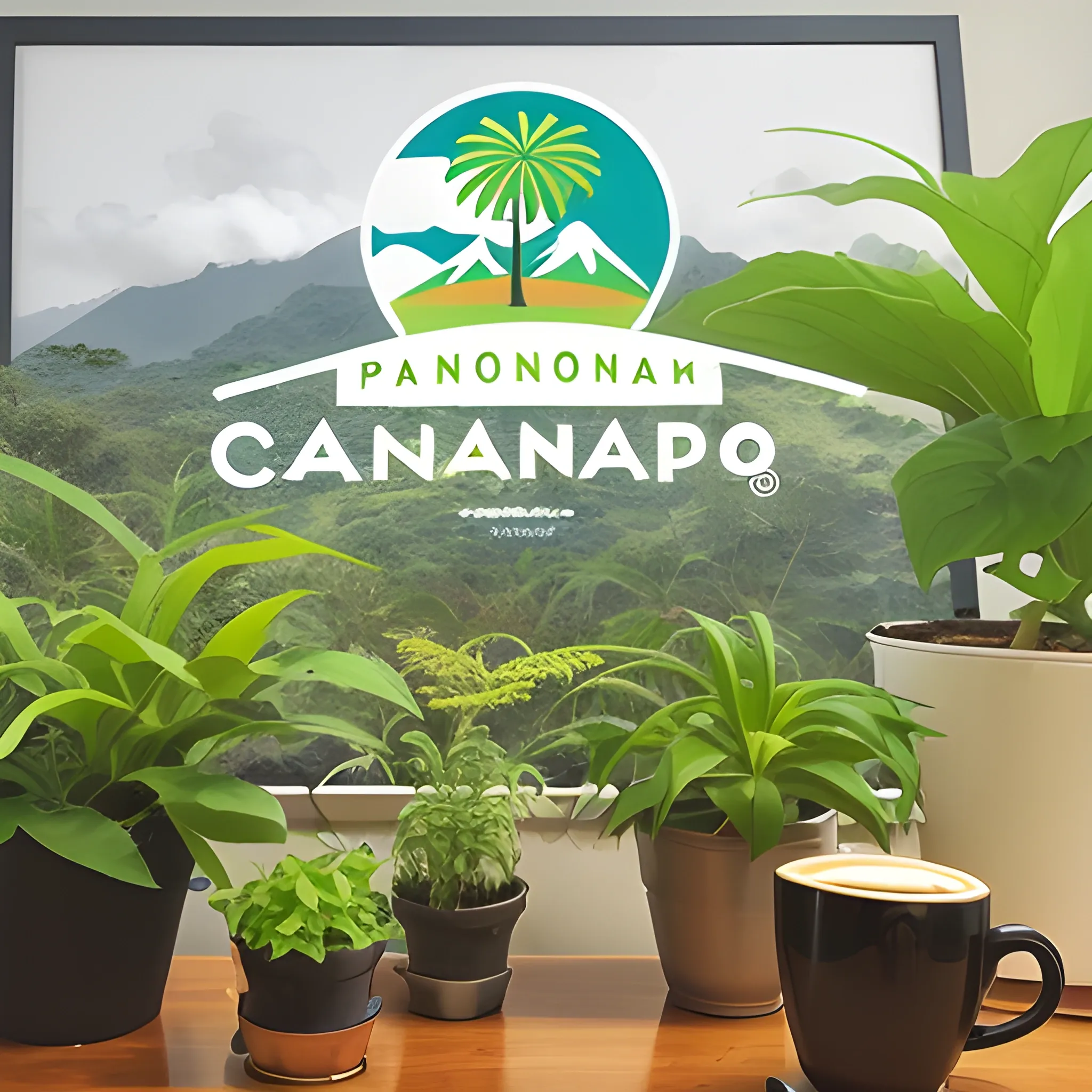 logo y fondo  paramo santander y plantas de cafe 

