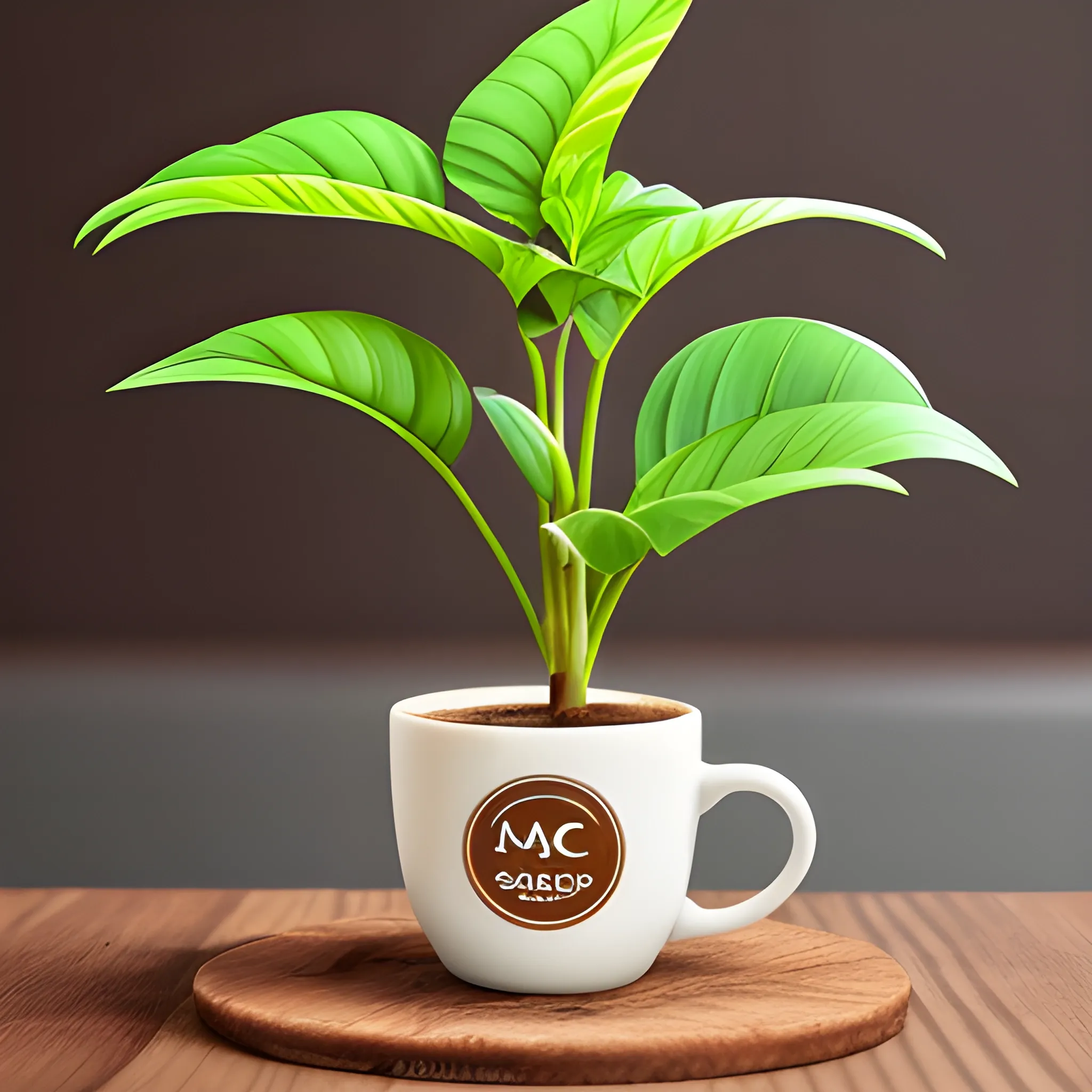 marc Jhon Coffee logo y fondo de  plantas de cafe  y montañas 

